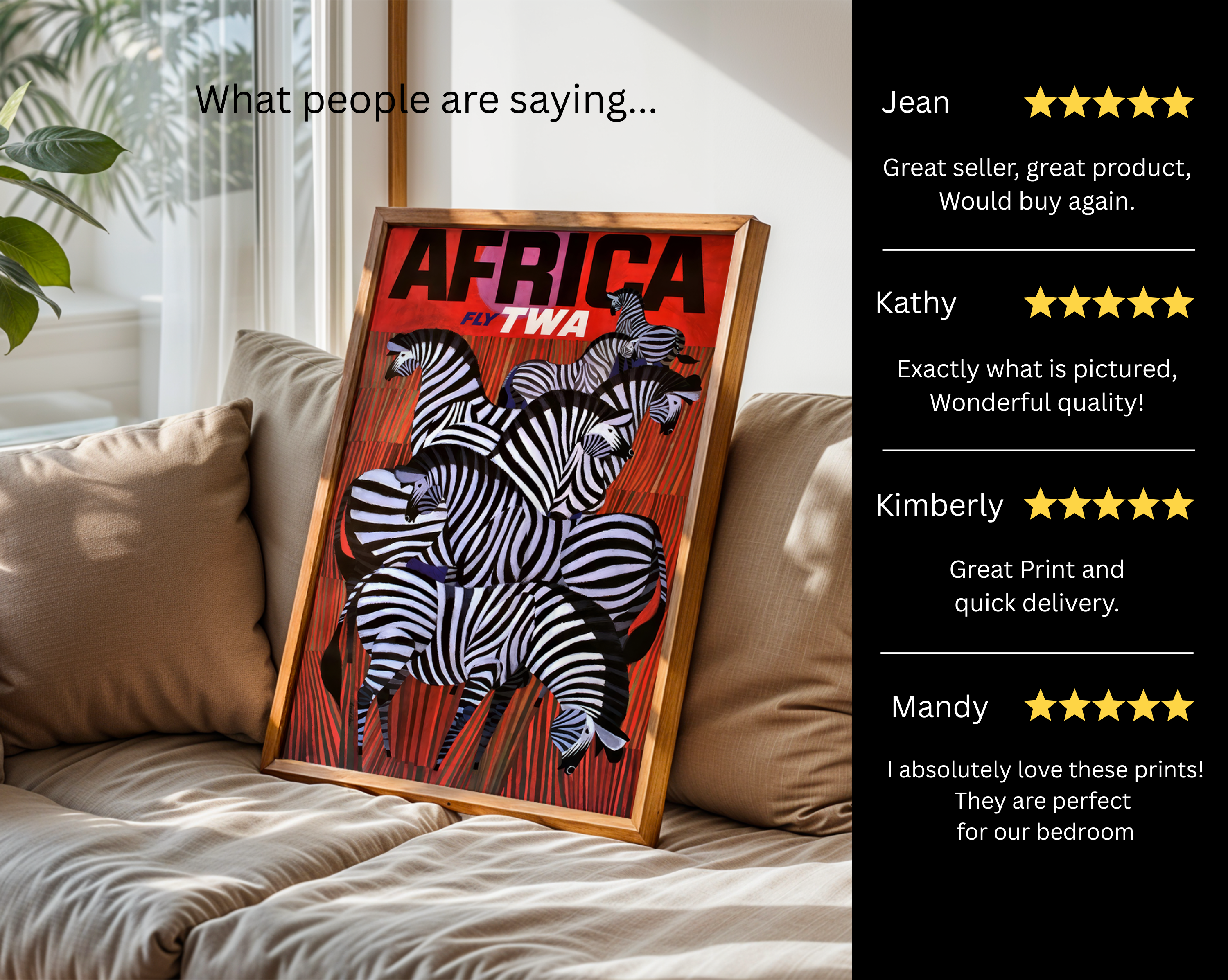 AFRICA TRAVEL POSTER – ZEBRA SAFARI WATERCOLOR WALL ART