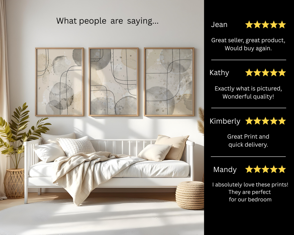 NEUTRAL ABSTRACT WALL ART SET – BEIGE & GREY MINIMALIST MODERN