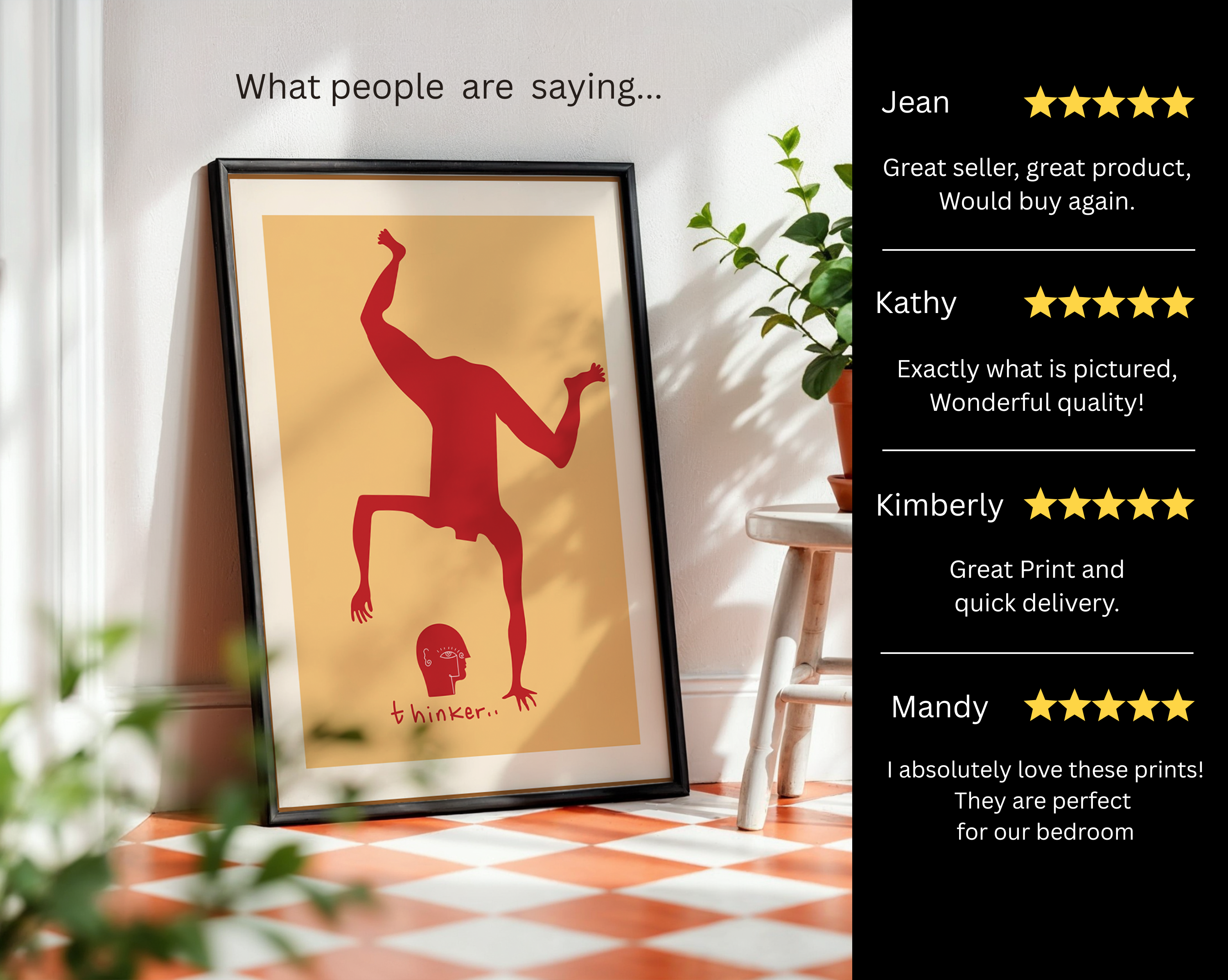 Abstract Red Figure – Matisse Inspired Modern Art Print