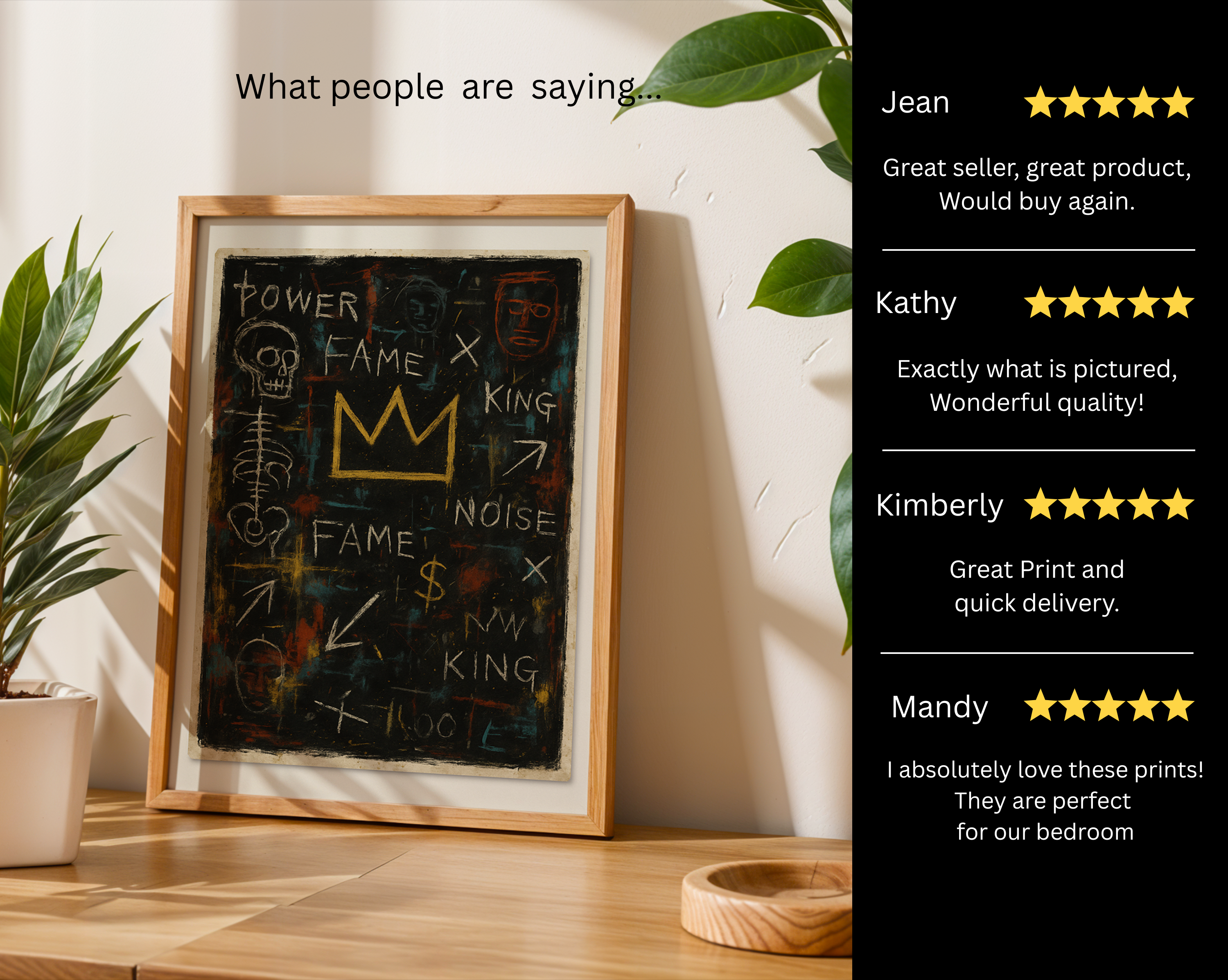Basquiat Inspired Crown – Power Fame King Urban Graffiti Wall Art