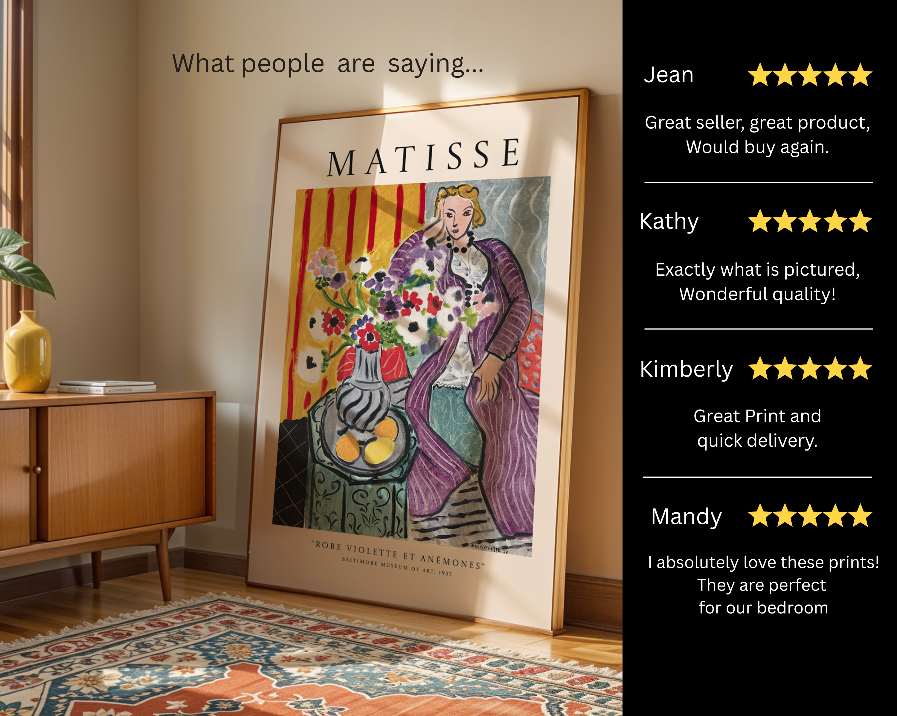 Robe Violette et Anémones – Henri Matisse Art Print
