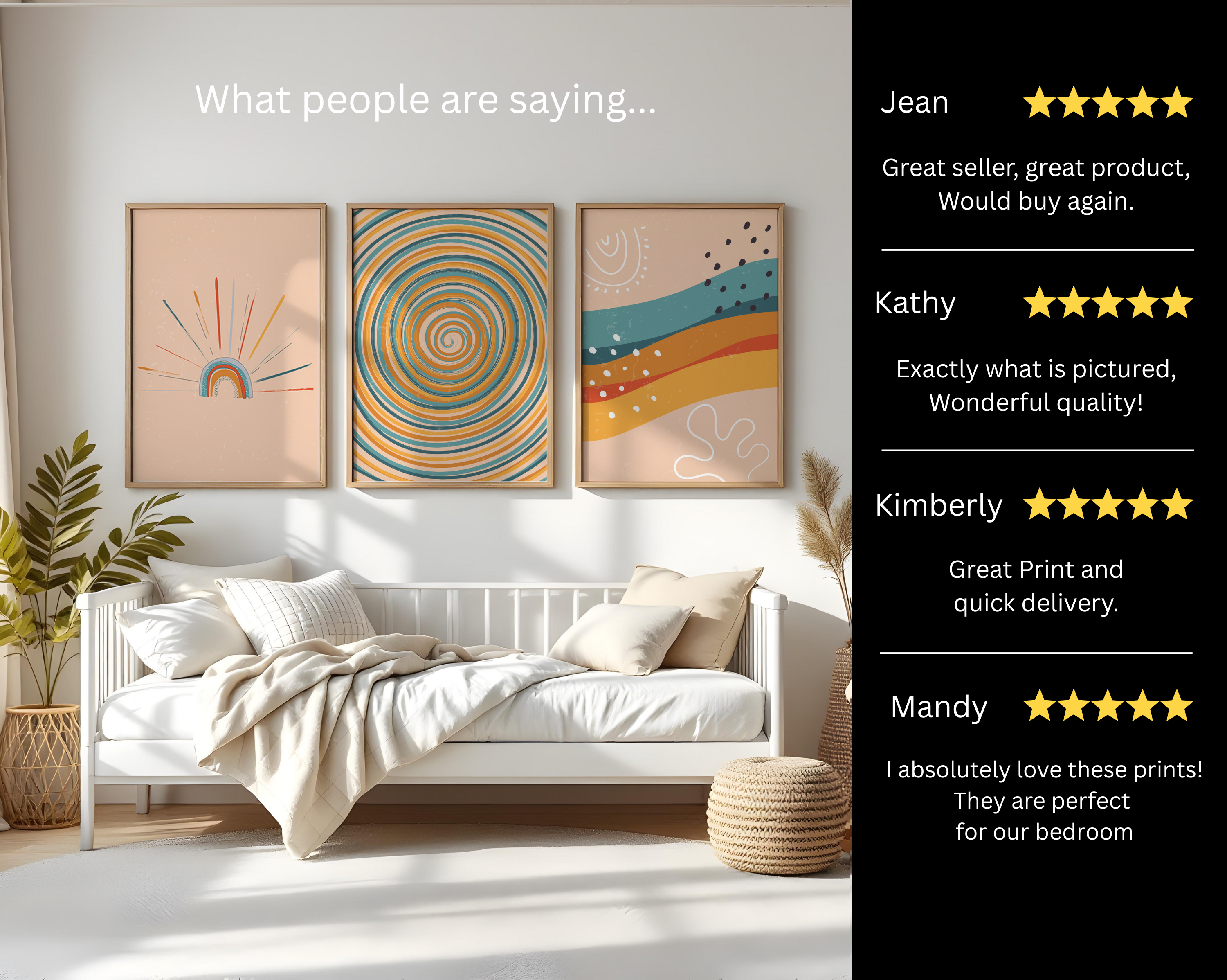 RETRO BOHO RAINBOW WALL ART SET – MID-CENTURY