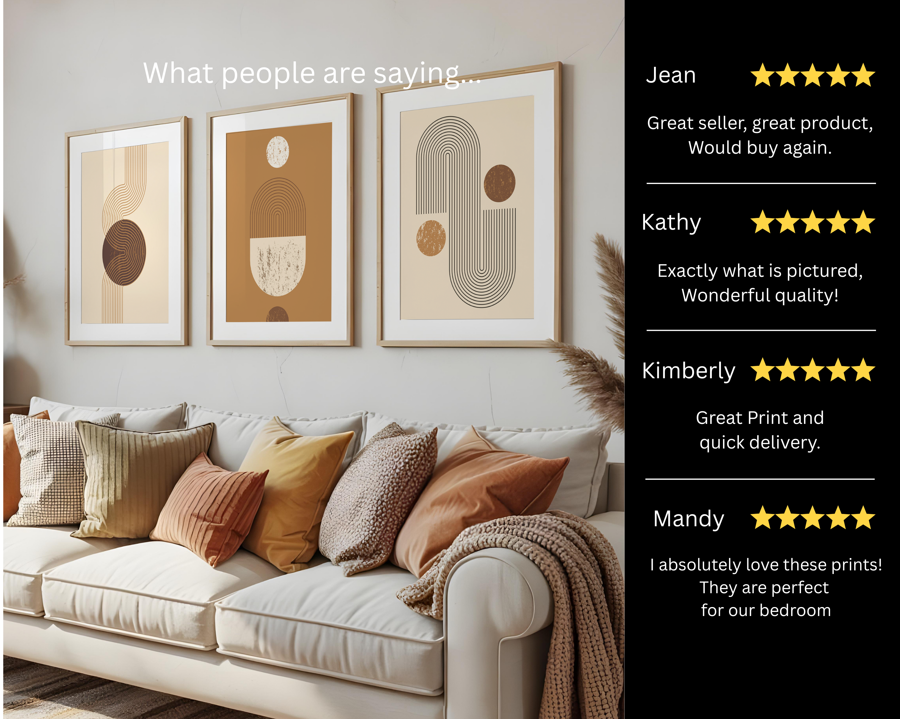 NEUTRAL GEOMETRIC BOHO WALL ART SET – ABSTRACT MID CENTURY ARCH PRINTS