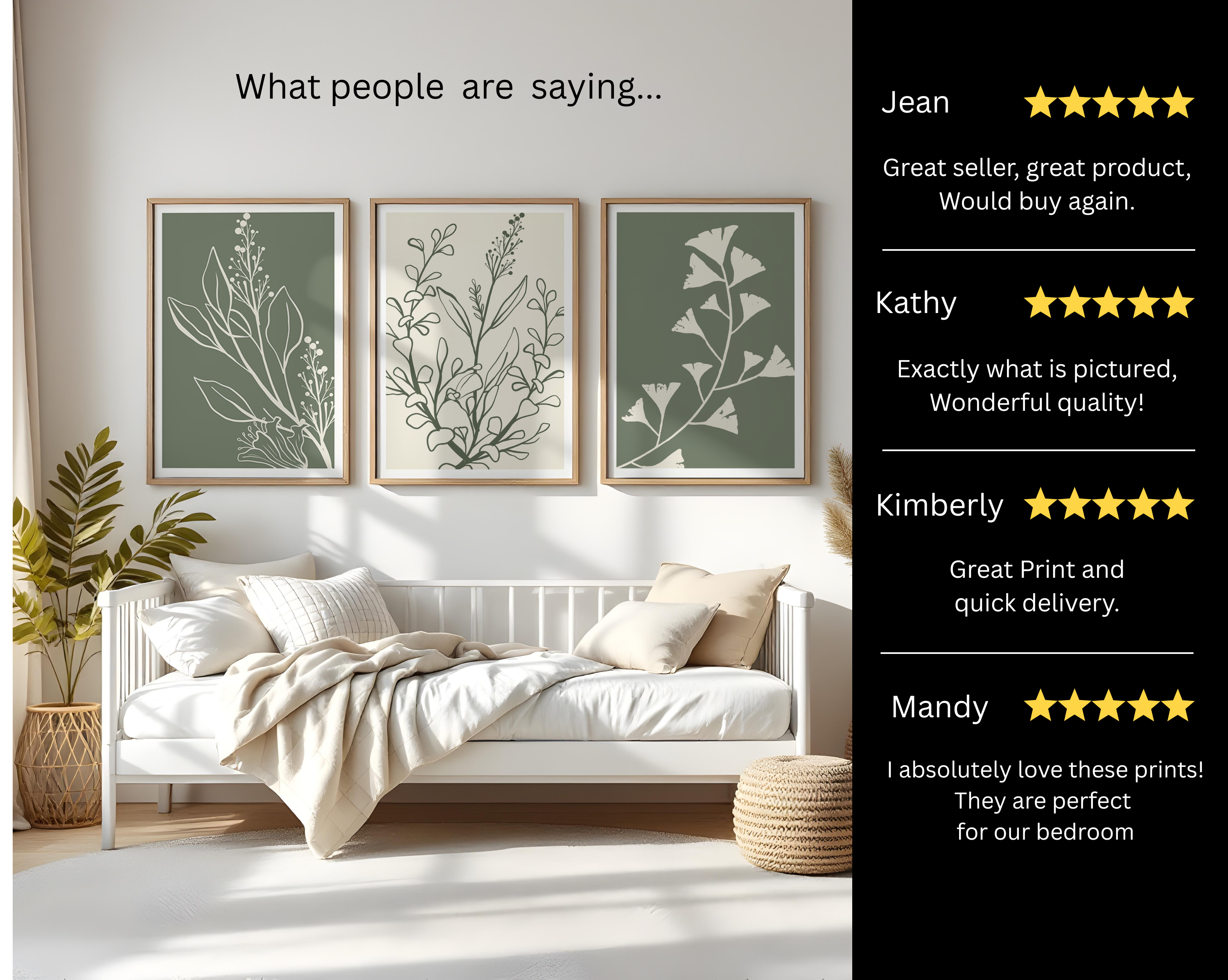 SAGE GREEN BOTANICAL WALL ART SET – MINIMALIST FLORAL LINE PRINTS