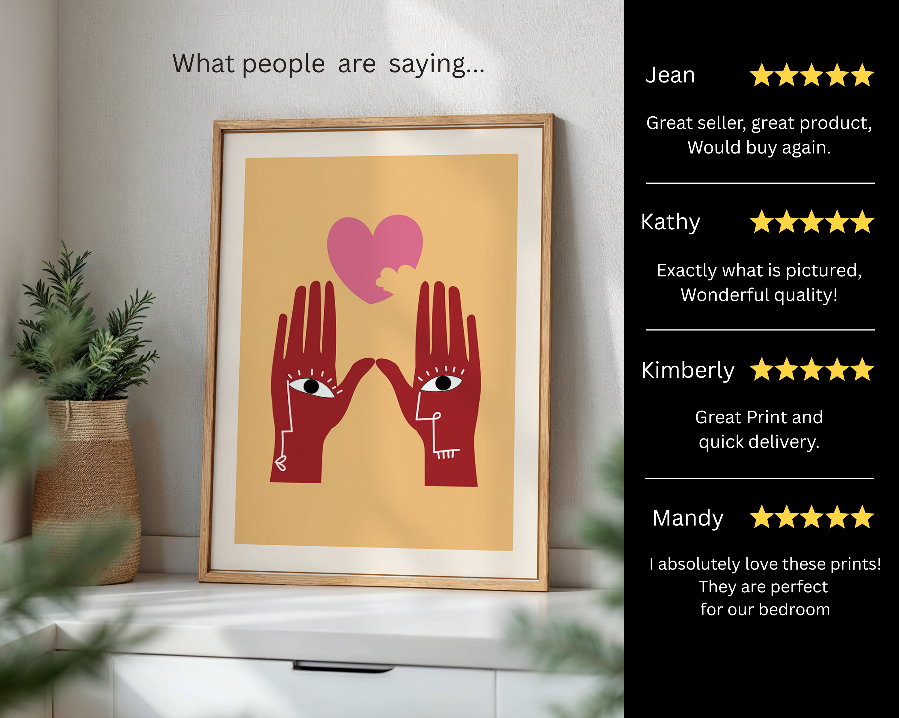 Abstract Hands & Heart – Matisse Inspired Modern Art Print