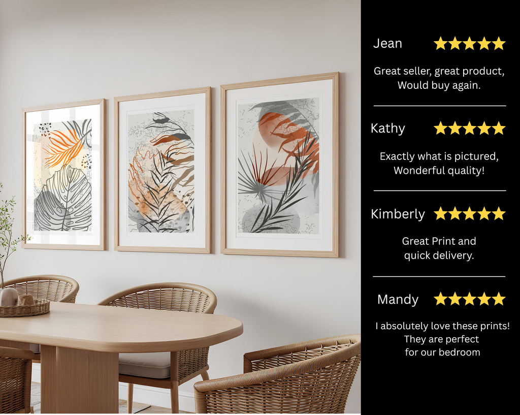 NEUTRAL BOTANICAL ABSTRACT WALL ART SET – MODERN EARTH TONE
