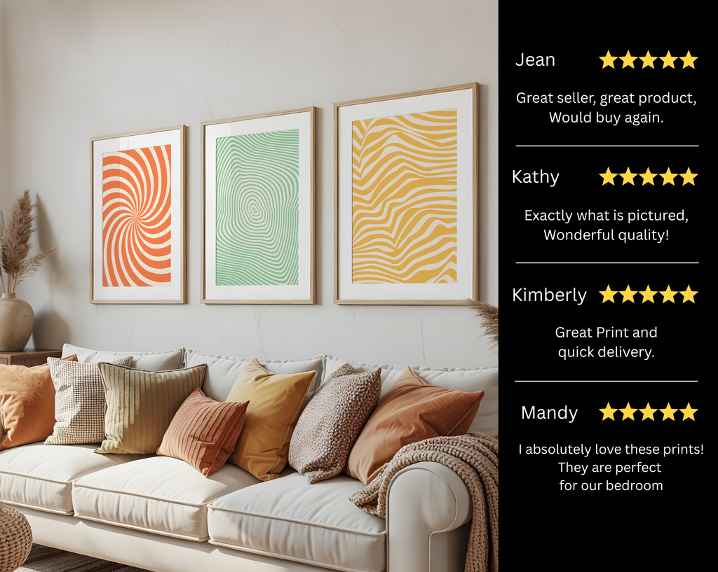 RETRO OP ART ABSTRACT WALL ART SET – MID-CENTURY MODERN