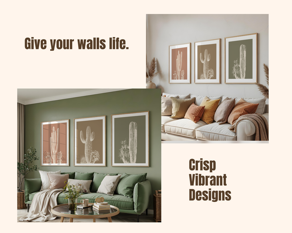 DESERT CACTUS WALL ART SET – BOHO SOUTHWESTERN NEUTRAL PRINTS