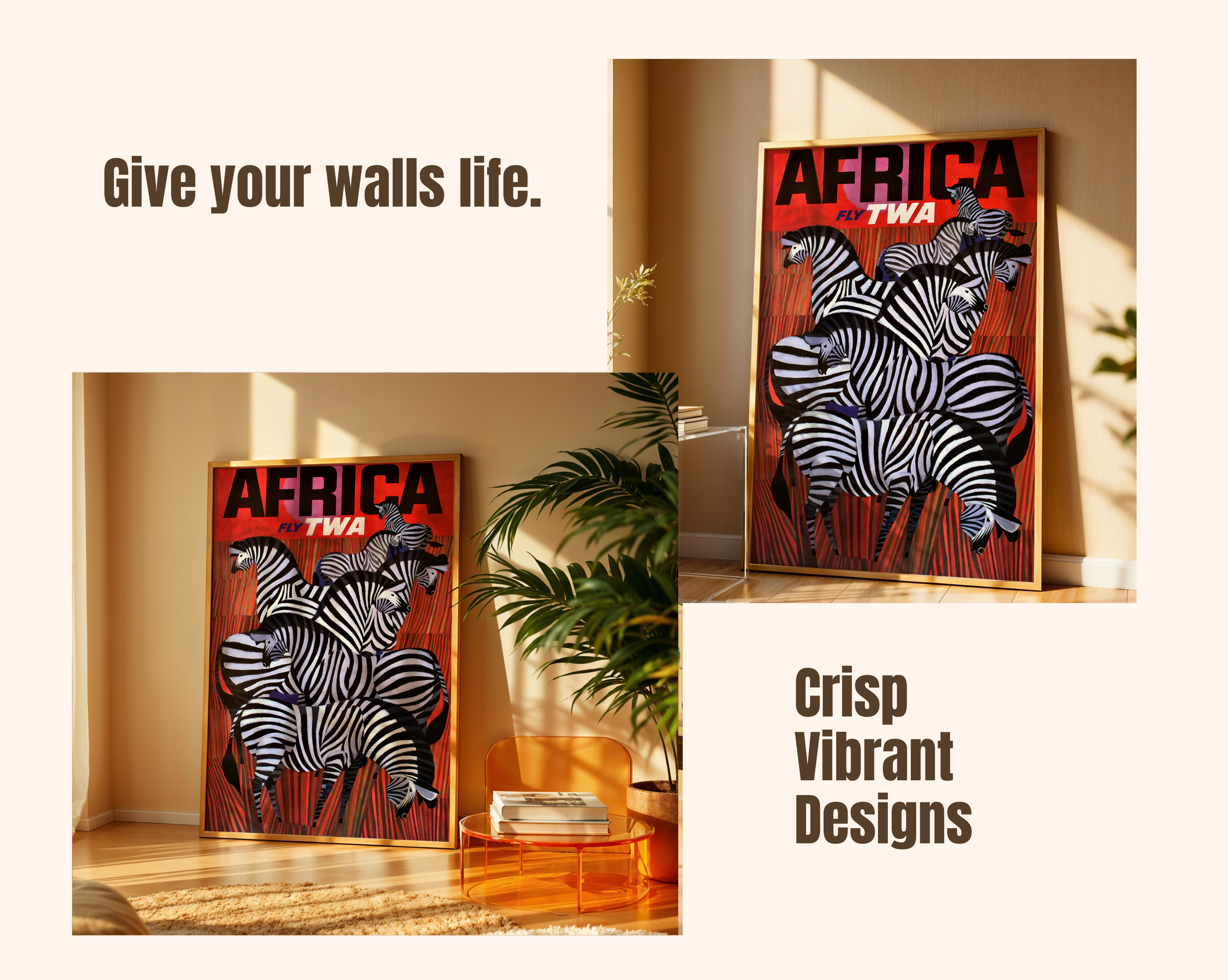AFRICA TRAVEL POSTER – ZEBRA SAFARI WATERCOLOR WALL ART