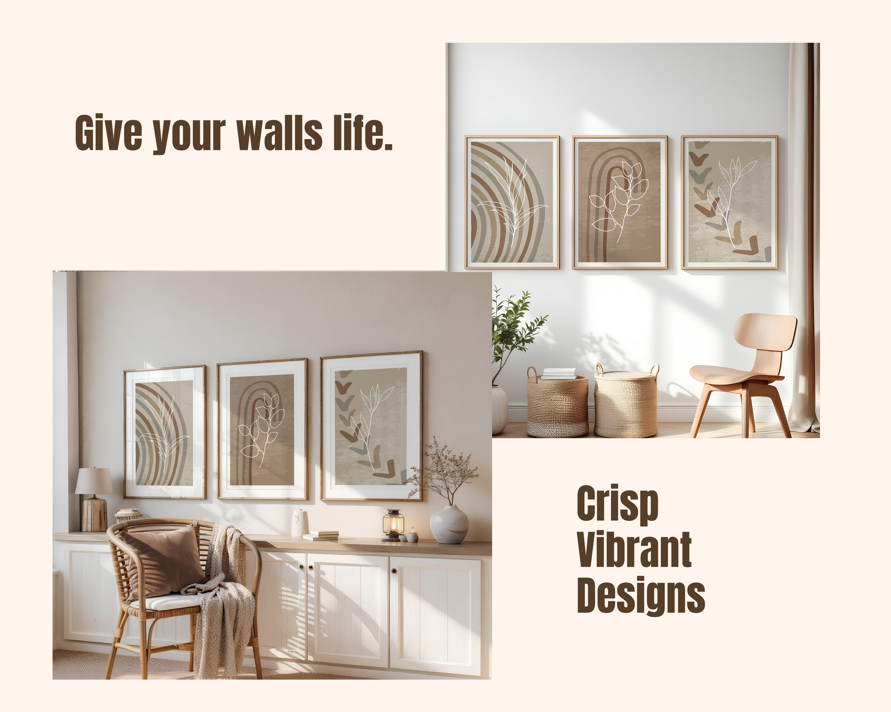 NEUTRAL BOHO BOTANICAL WALL ART SET – EARTH TONE