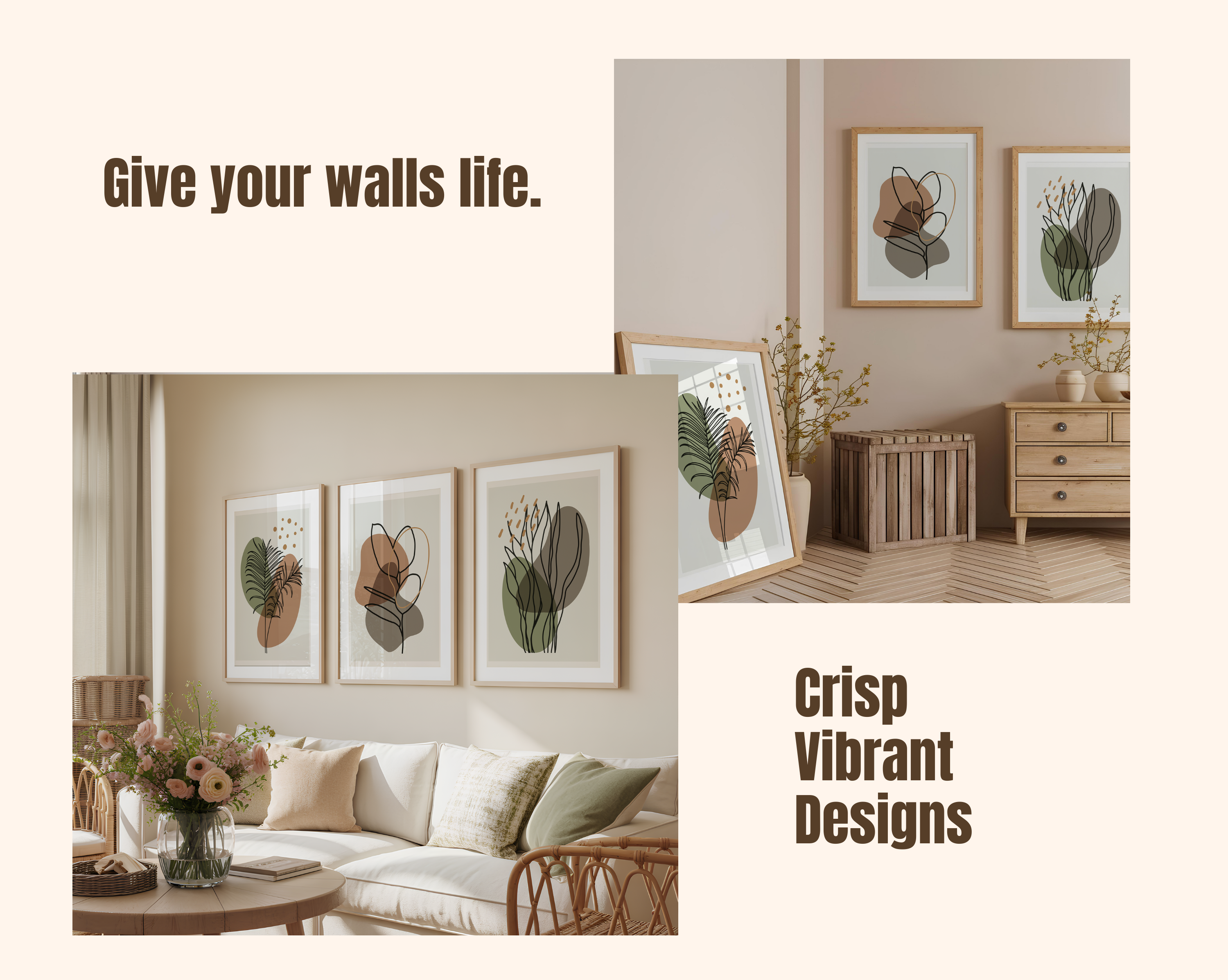 SAGE GREEN BOHO BOTANICAL WALL ART SET – ABSTRACT NEUTRAL LINE ART PRINTS