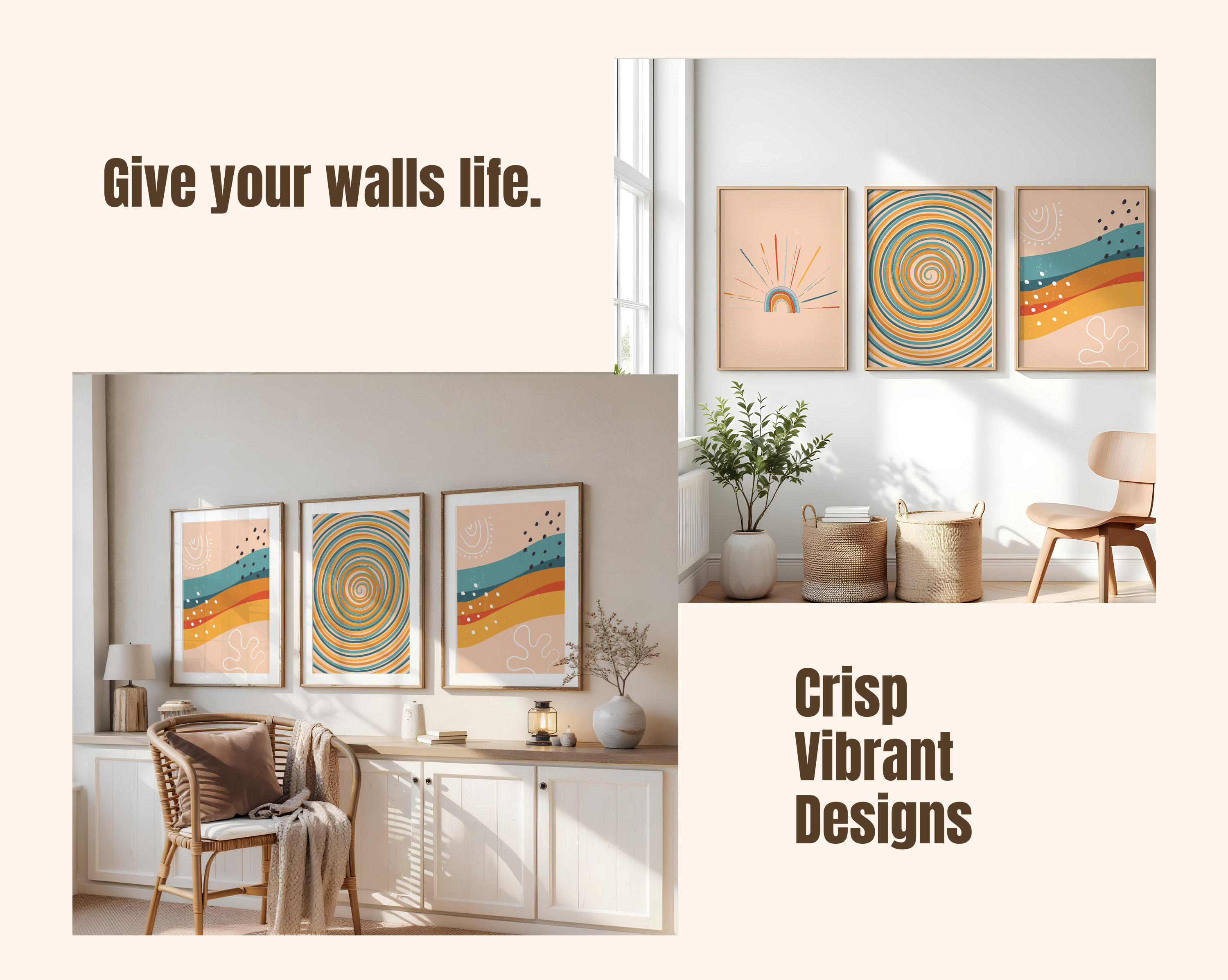 RETRO BOHO RAINBOW WALL ART SET – MID-CENTURY