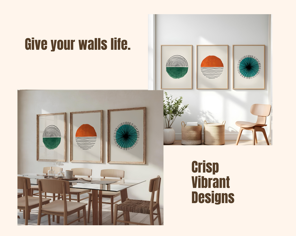 Abstract Geometric Wall Art Set of 3 – Modern Minimalist Prints, Neutral Contemporary Home Decor, Mid Century Style Poster Set