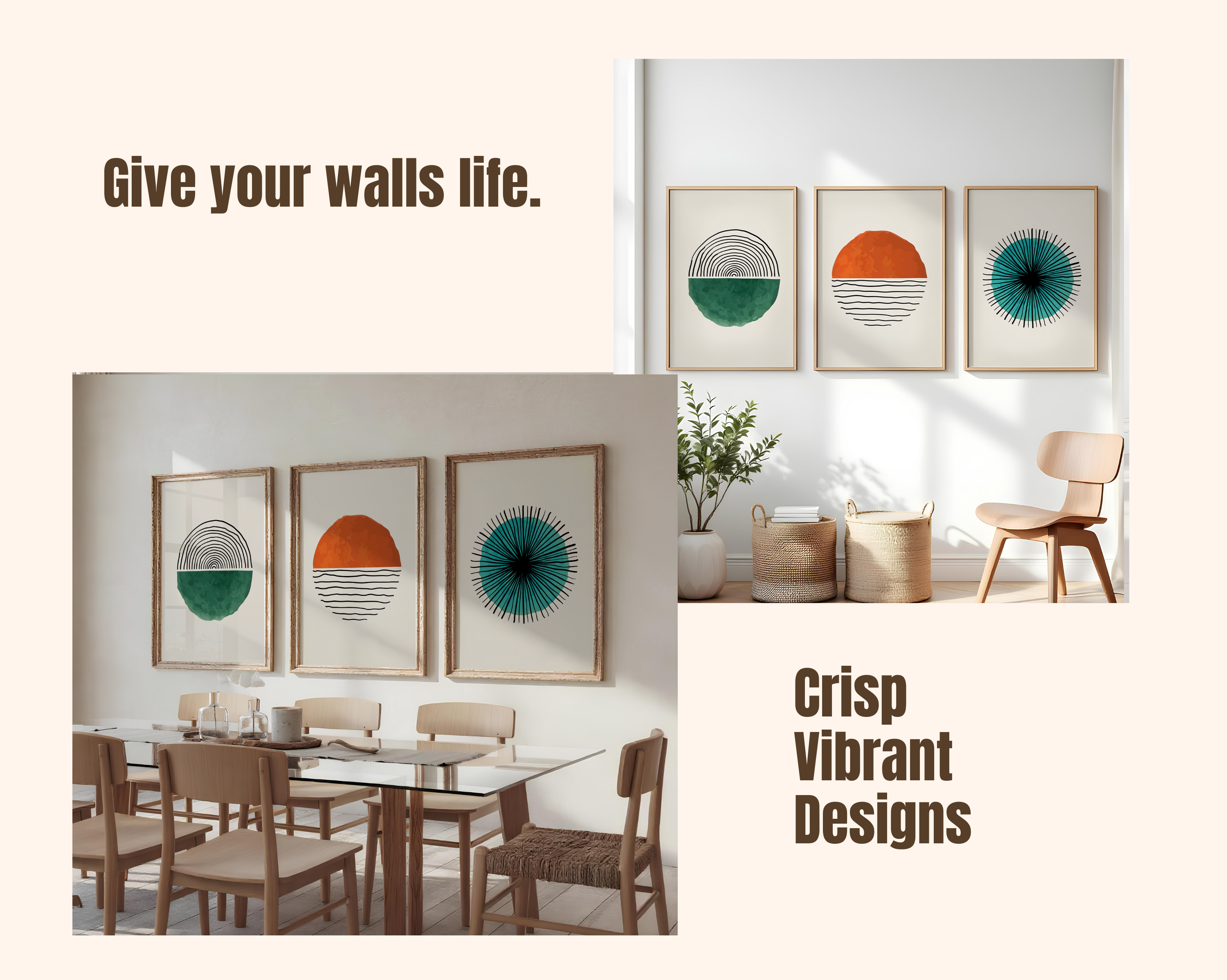 Abstract Geometric Wall Art Set of 3 – Modern Minimalist Prints, Neutral Contemporary Home Decor, Mid Century Style Poster Set