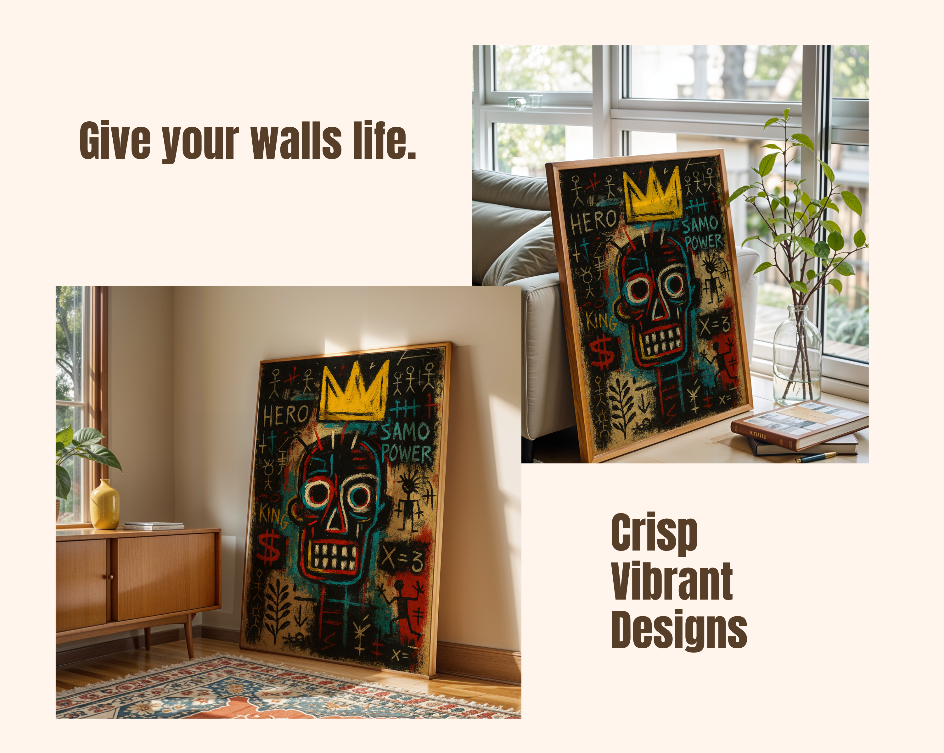 SAMO Hero Crown – Basquiat Inspired Neo-Expressionist Graffiti Wall Art