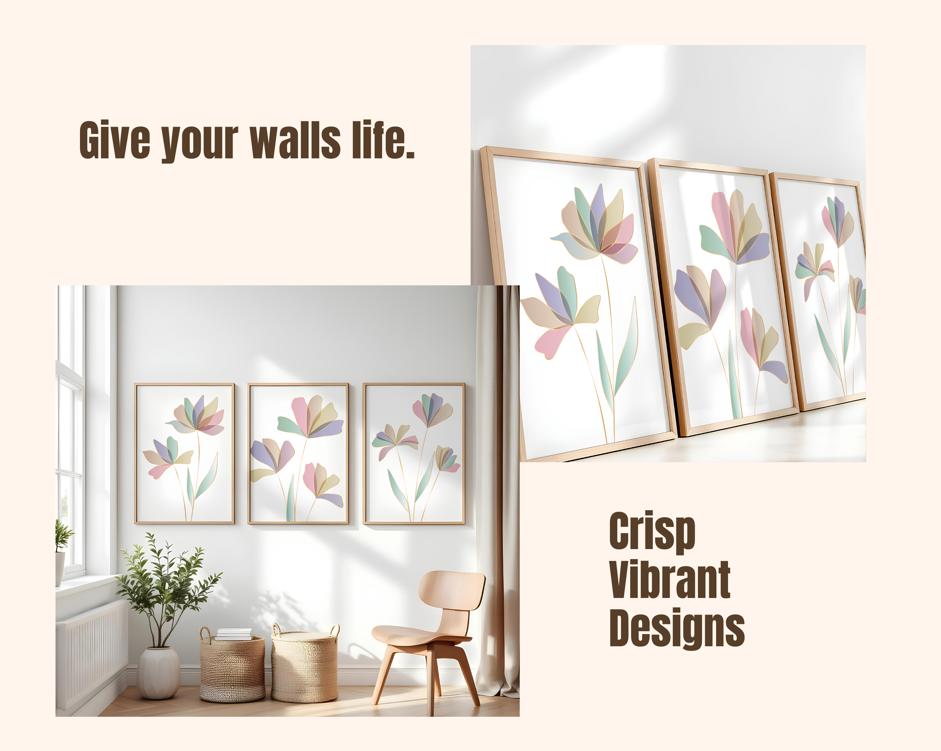 PASTEL BOTANICAL WALL ART SET – MODERN FLORAL LINE PRINTS