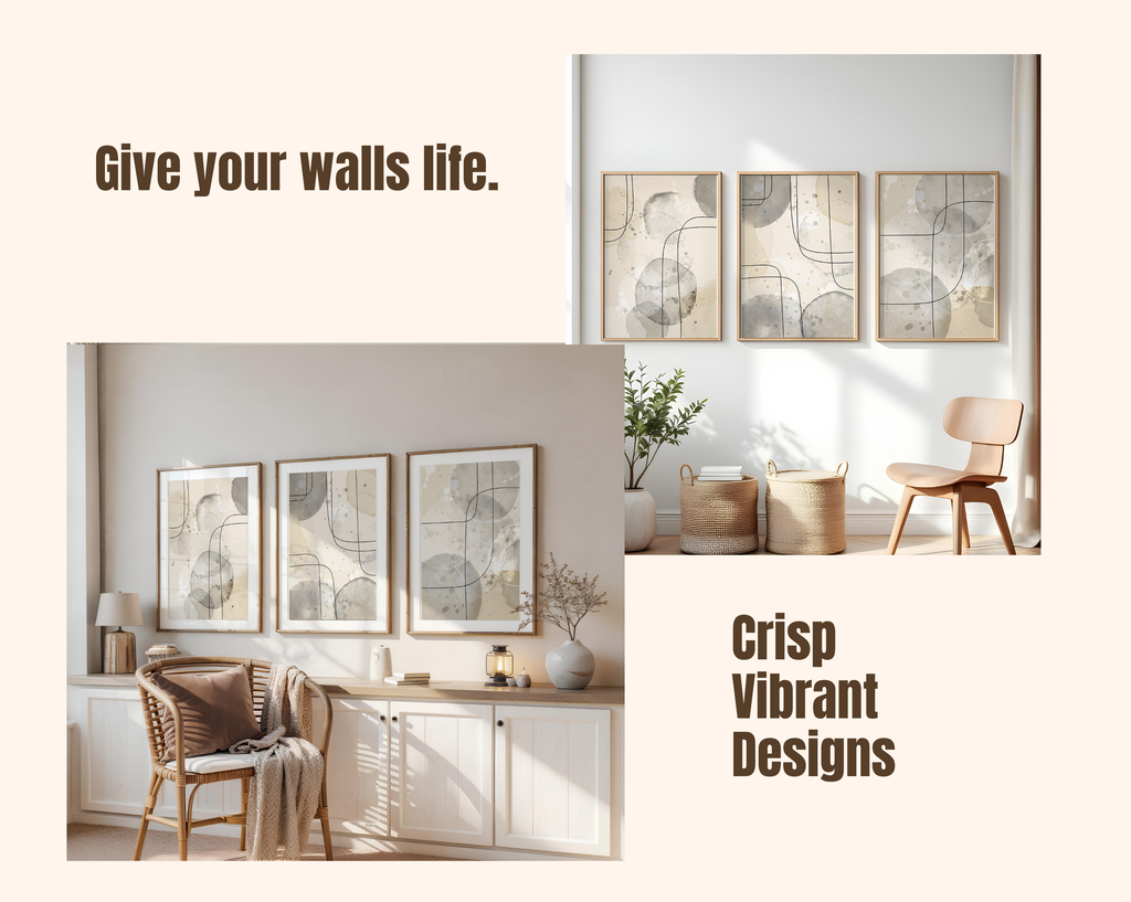 NEUTRAL ABSTRACT WALL ART SET – BEIGE & GREY MINIMALIST MODERN