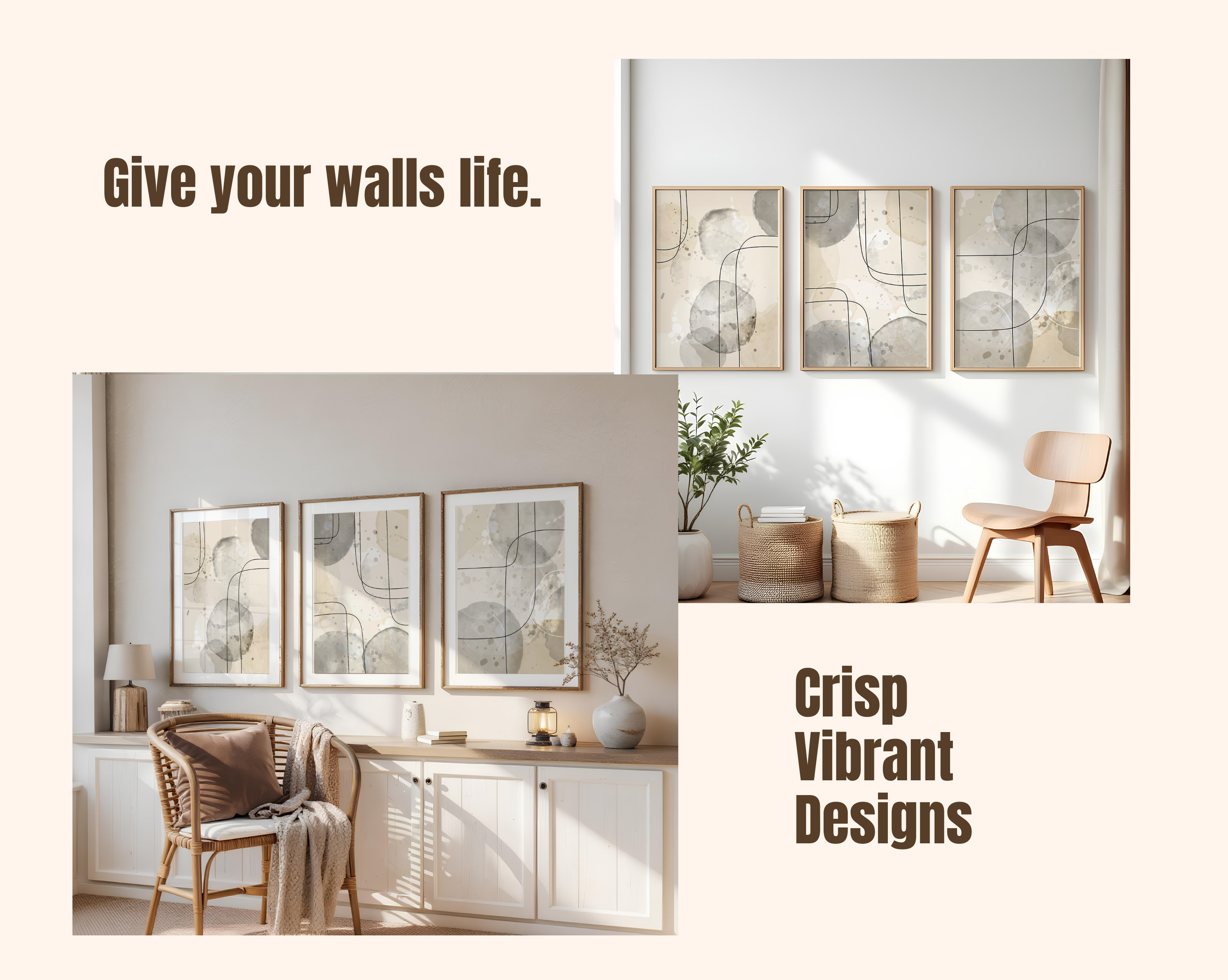 NEUTRAL ABSTRACT WALL ART SET – BEIGE & GREY MINIMALIST MODERN