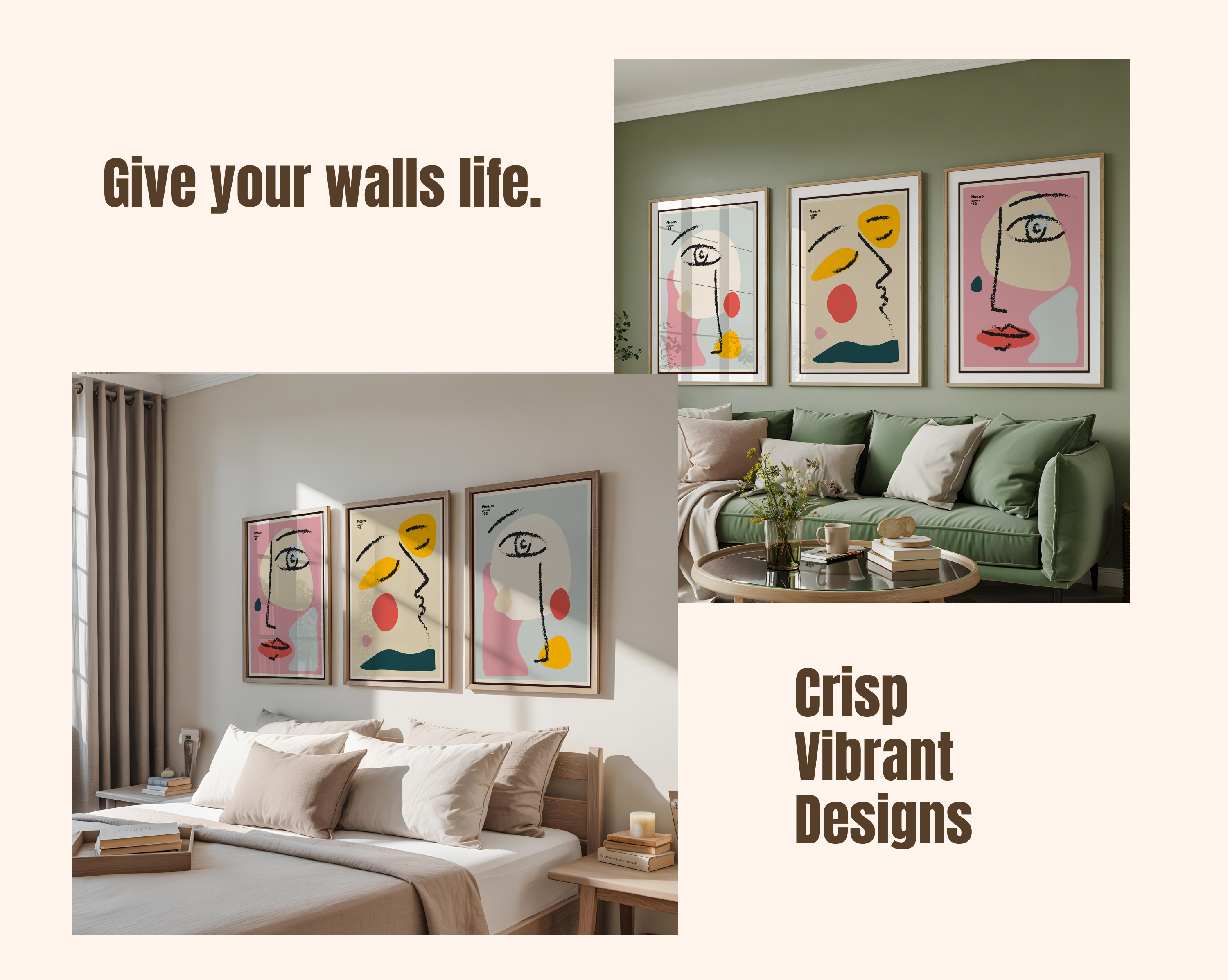 ABSTRACT LINE FACE WALL ART SET – MODERN PICASSO INSPIRED