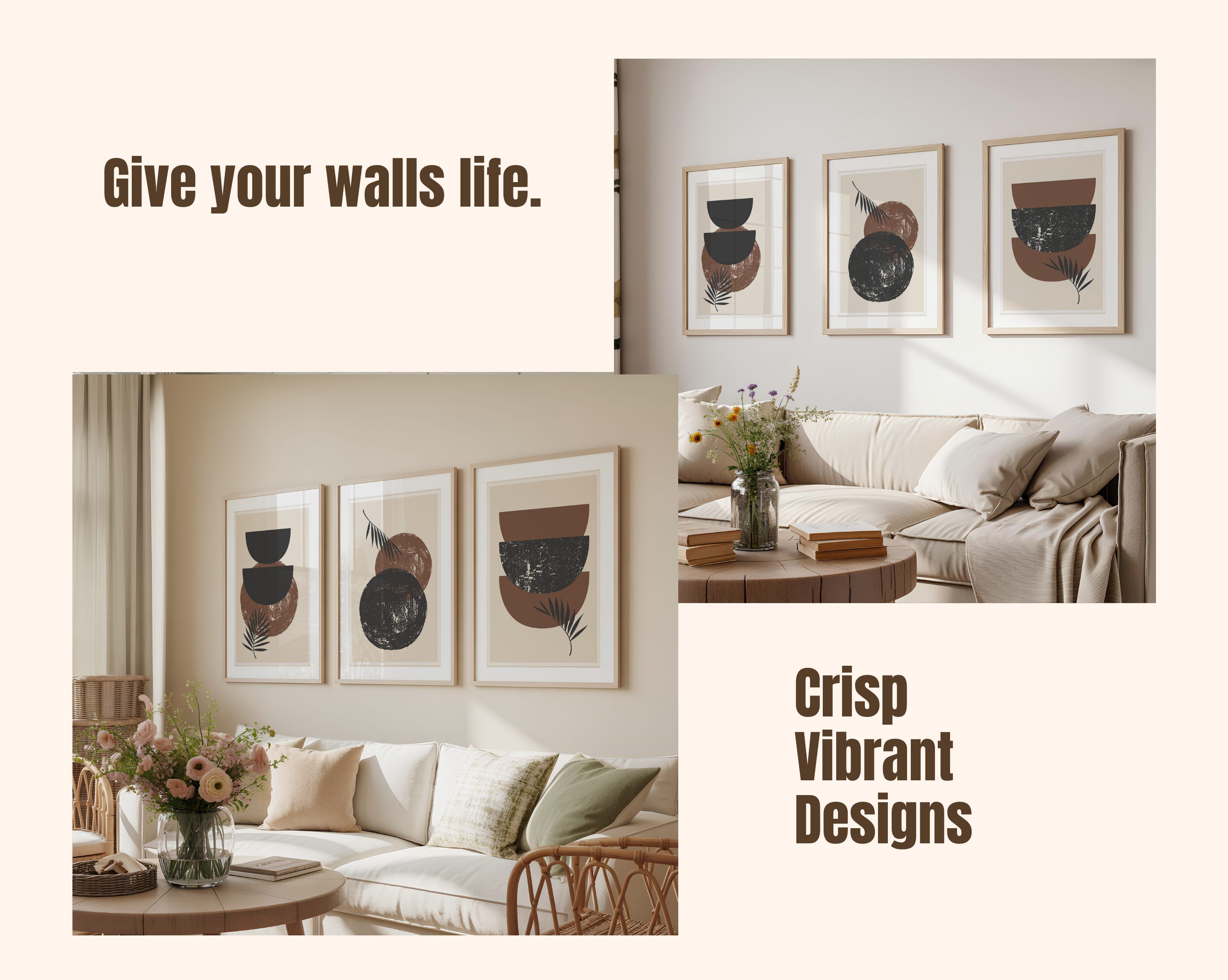 EARTH TONE BOHO WALL ART SET – ABSTRACT NEUTRAL GEOMETRIC PRINTS
