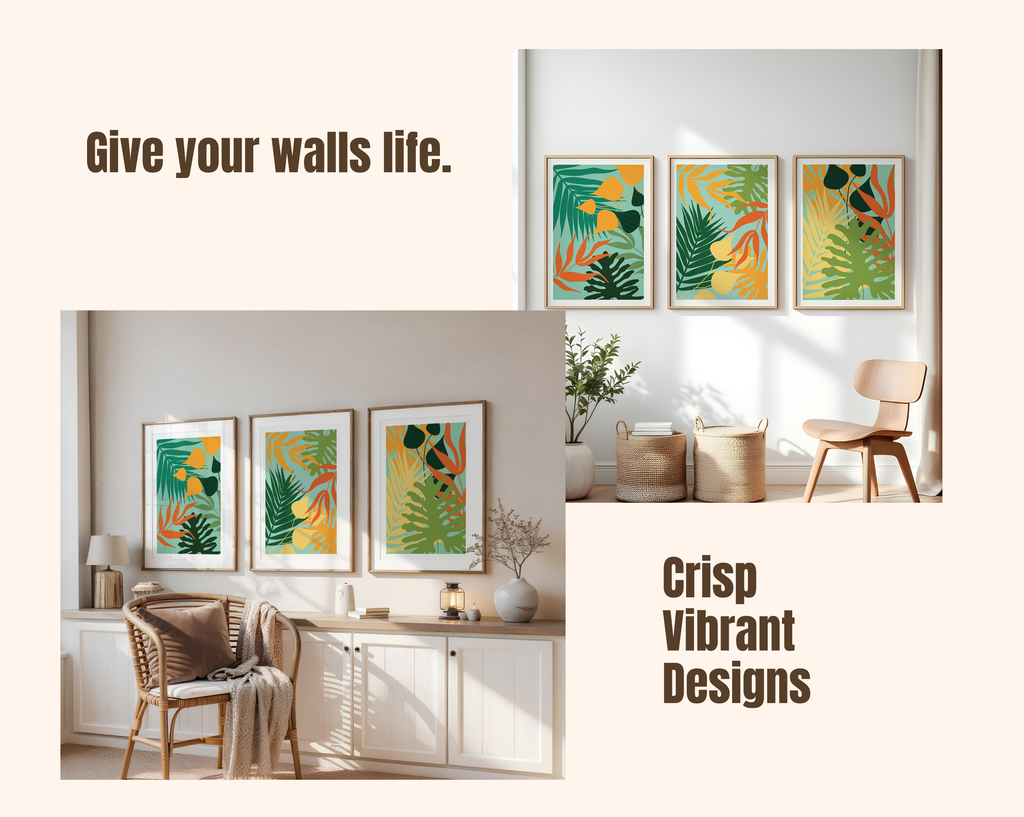 TROPICAL BOTANICAL WALL ART SET – MODERN FLORAL LEAF PRINTS