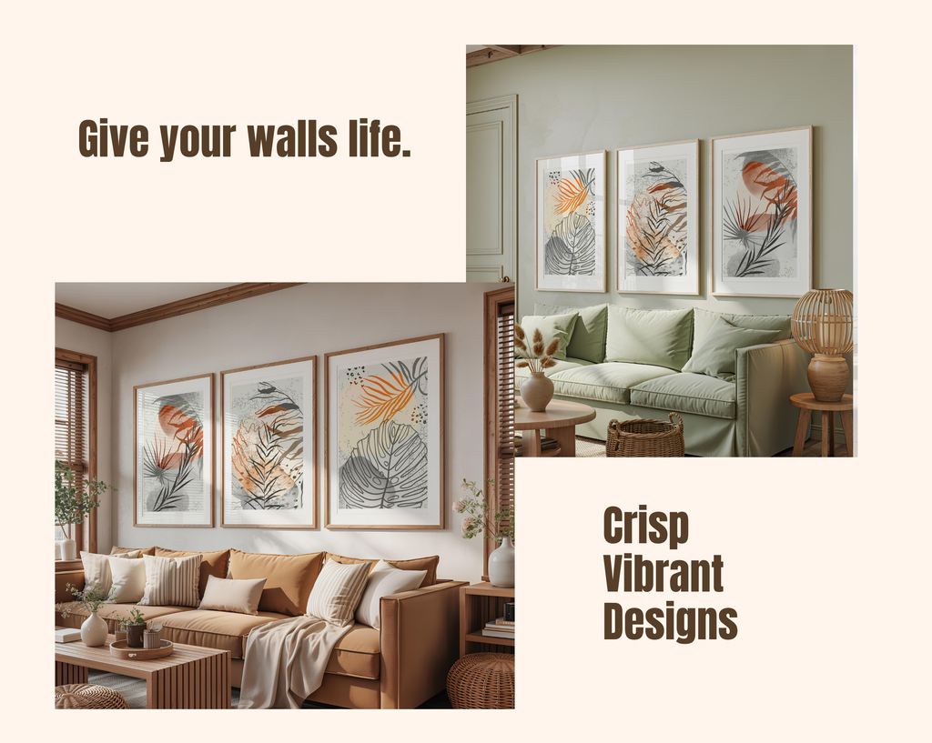 NEUTRAL BOTANICAL ABSTRACT WALL ART SET – MODERN EARTH TONE