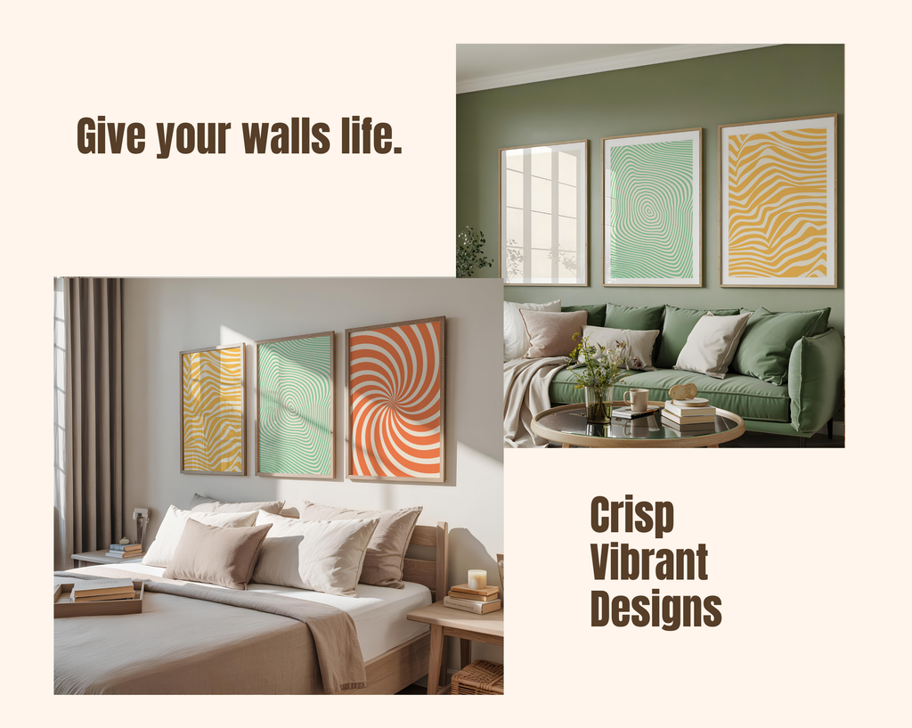 RETRO OP ART ABSTRACT WALL ART SET – MID-CENTURY MODERN