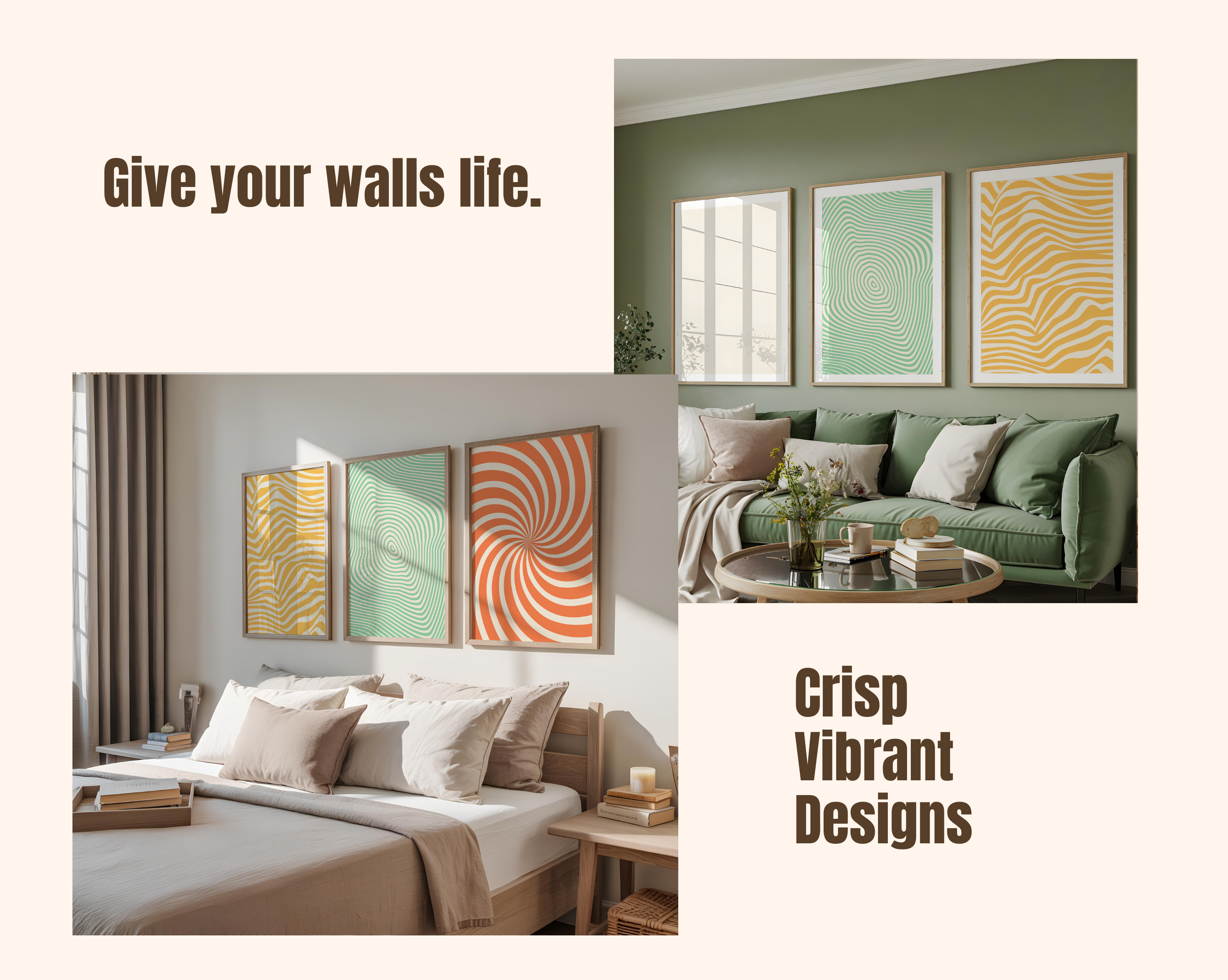 RETRO OP ART ABSTRACT WALL ART SET – MID-CENTURY MODERN