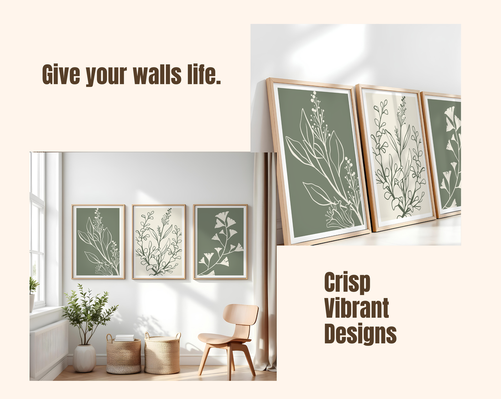 SAGE GREEN BOTANICAL WALL ART SET – MINIMALIST FLORAL LINE PRINTS