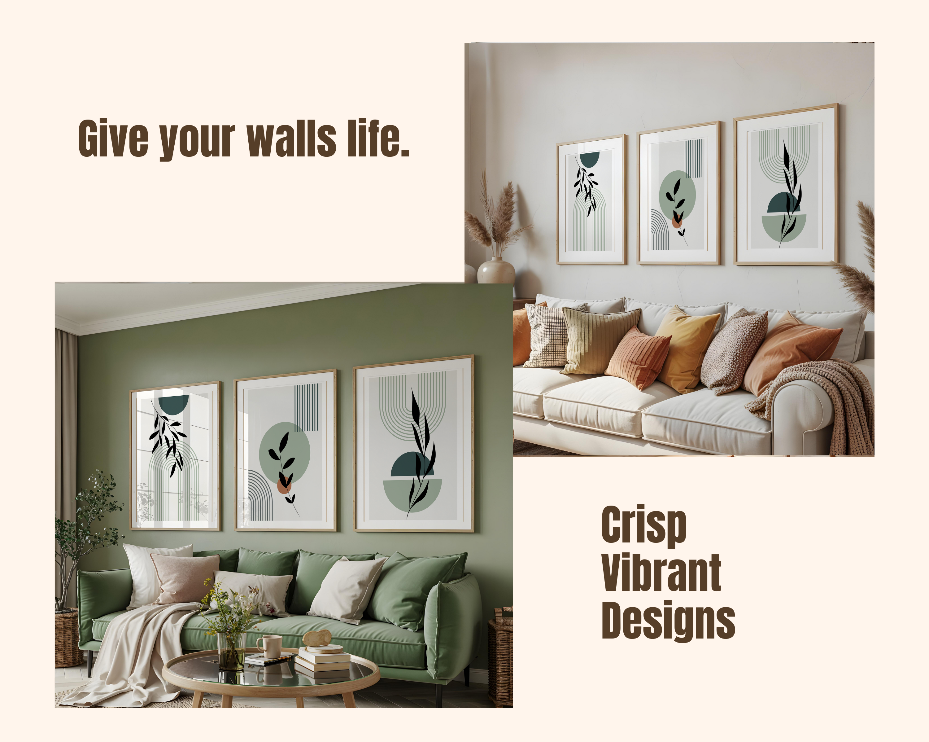 SAGE GREEN BOHO BOTANICAL WALL ART SET – MINIMALIST ARCH ABSTRACT