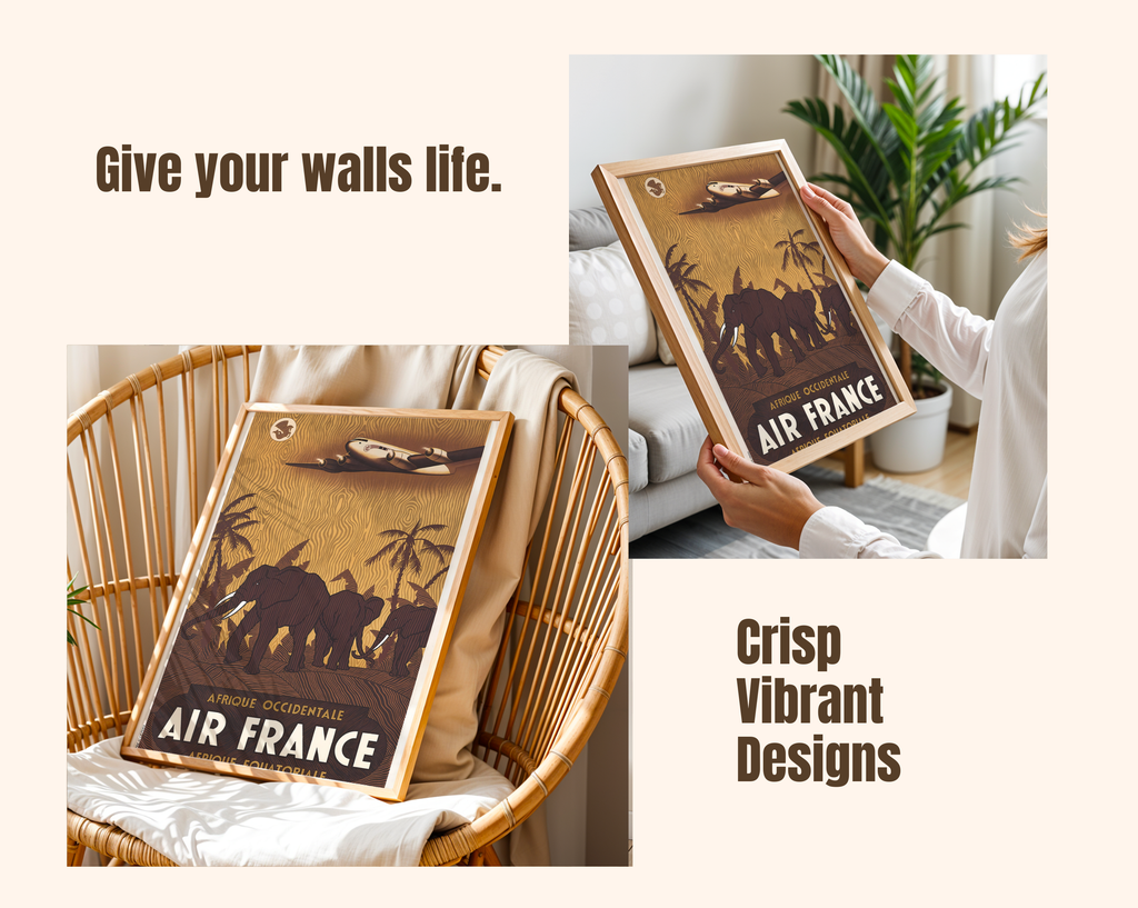 AFRICA TRAVEL POSTER – AIR FRANCE VINTAGE AIRLINE WALL ART