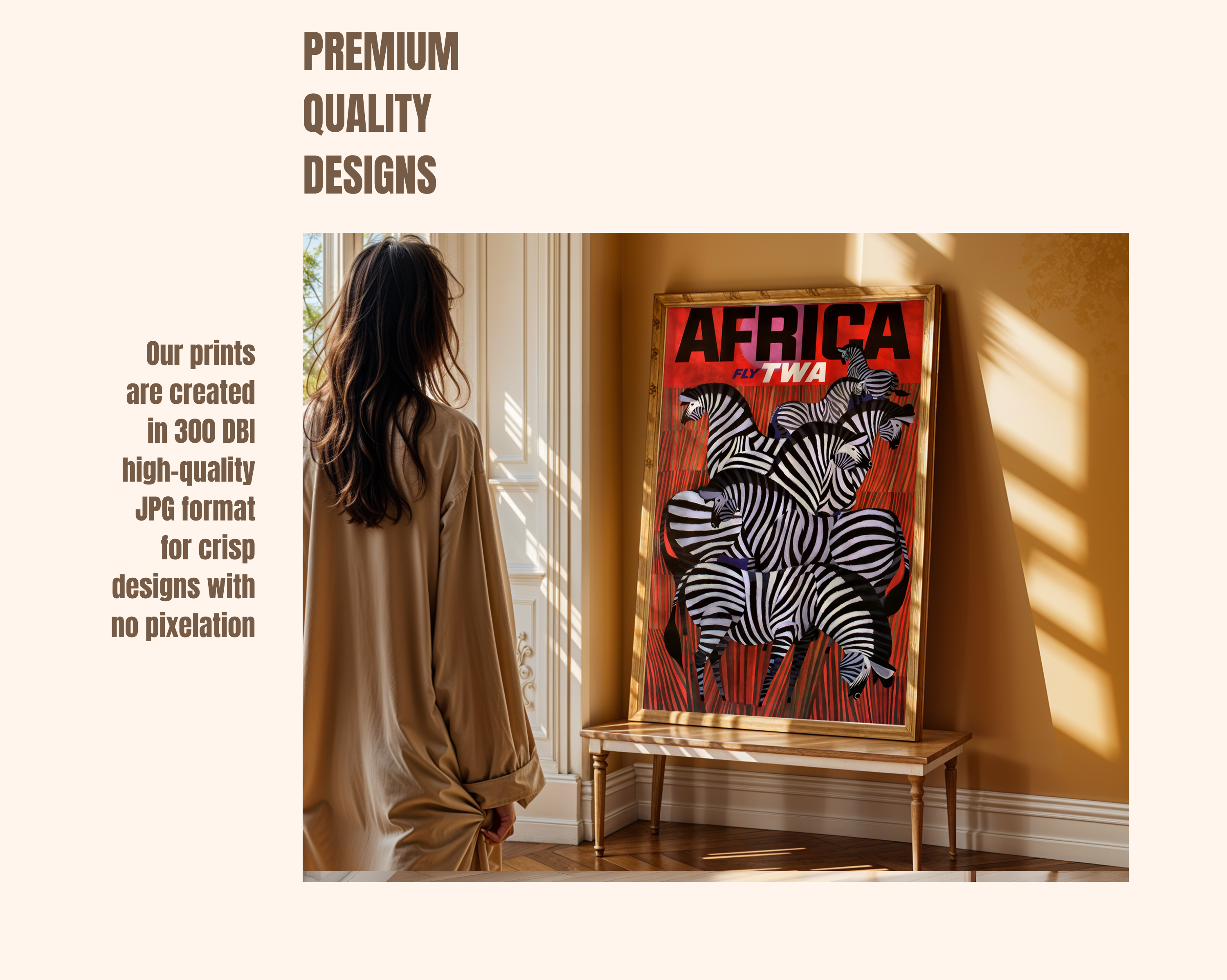 AFRICA TRAVEL POSTER – ZEBRA SAFARI WATERCOLOR WALL ART