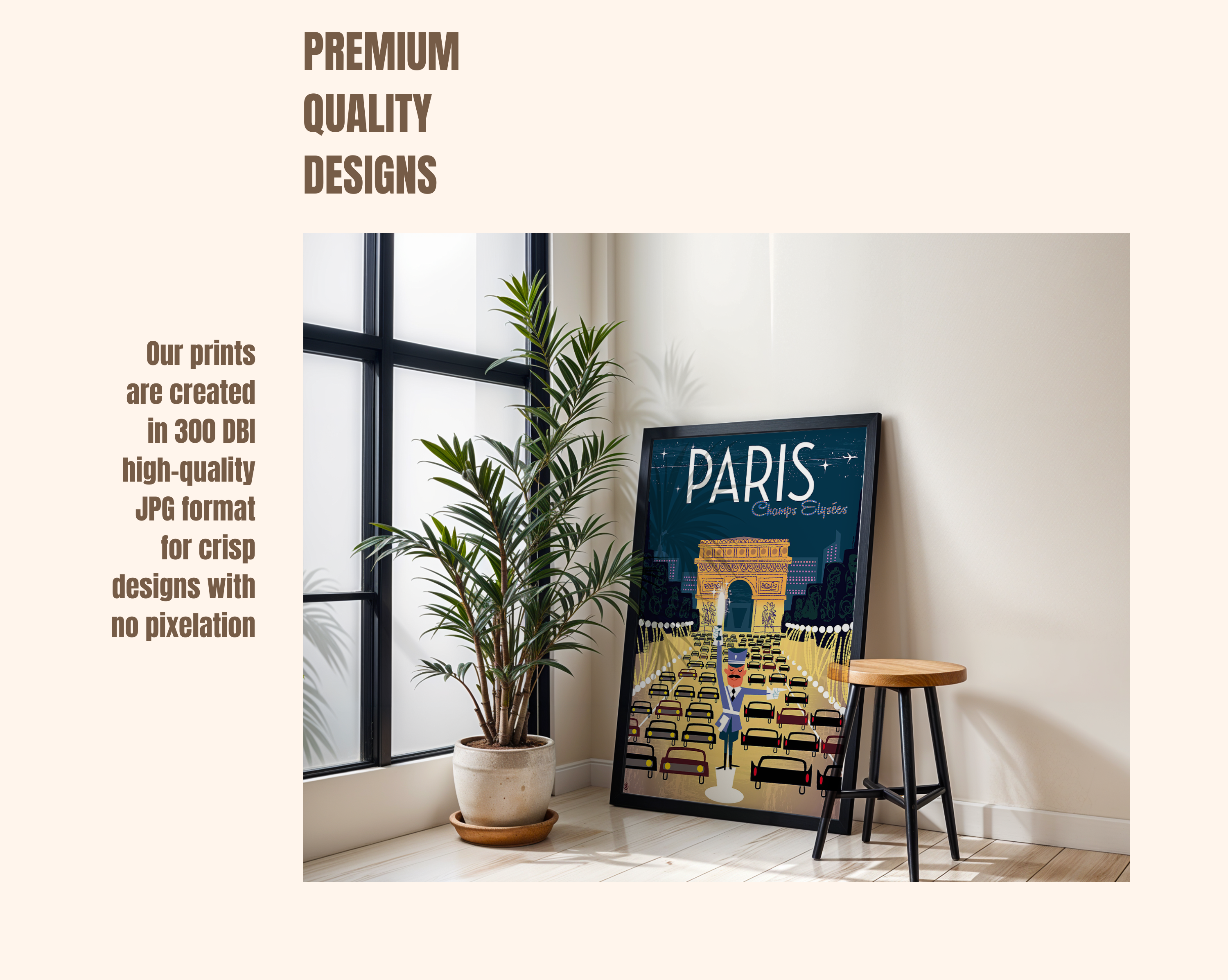 PARIS CHAMPS-ÉLYSÉES VINTAGE TRAVEL POSTER – ARC DE TRIOMPHE