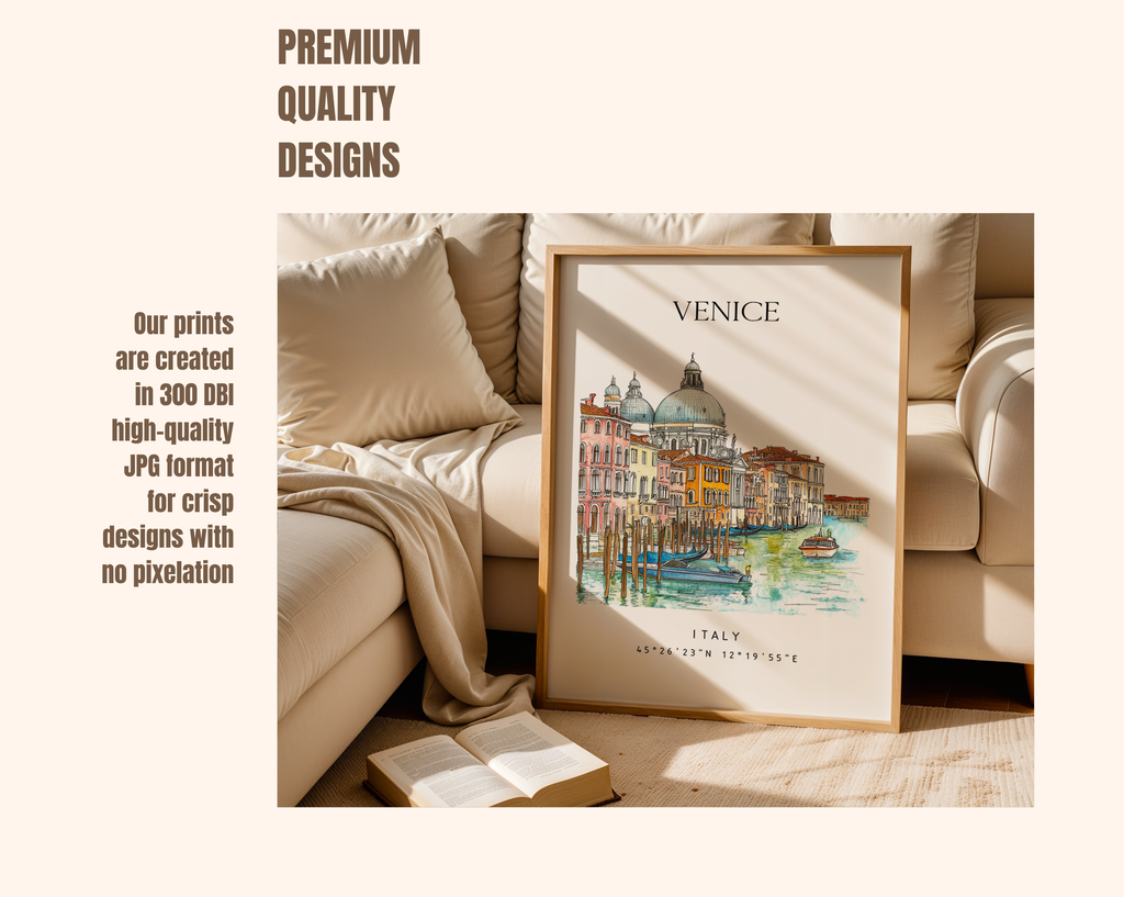 VENICE TRAVEL POSTER – GRAND CANAL WATERCOLOR WALL ART