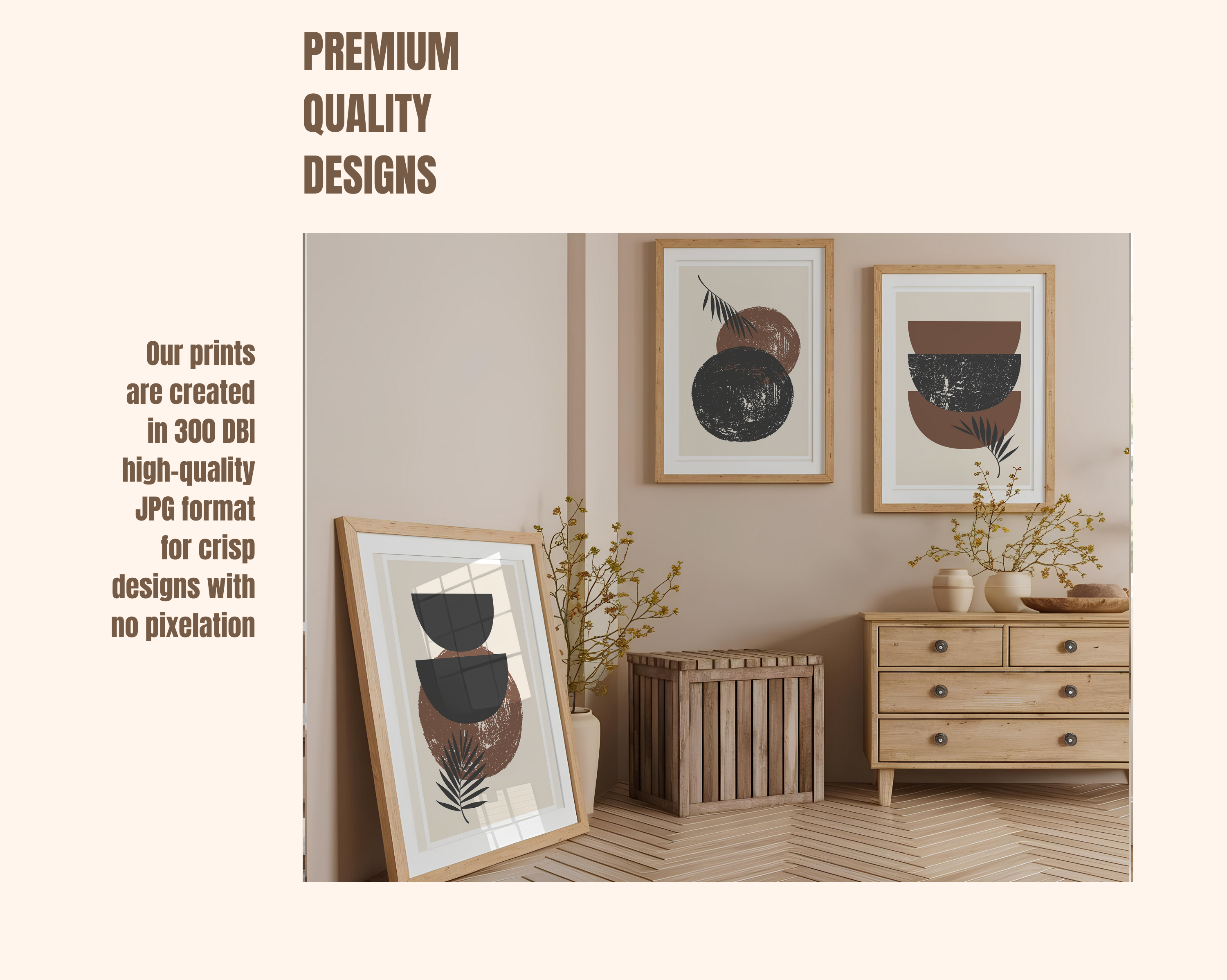 EARTH TONE BOHO WALL ART SET – ABSTRACT NEUTRAL GEOMETRIC PRINTS