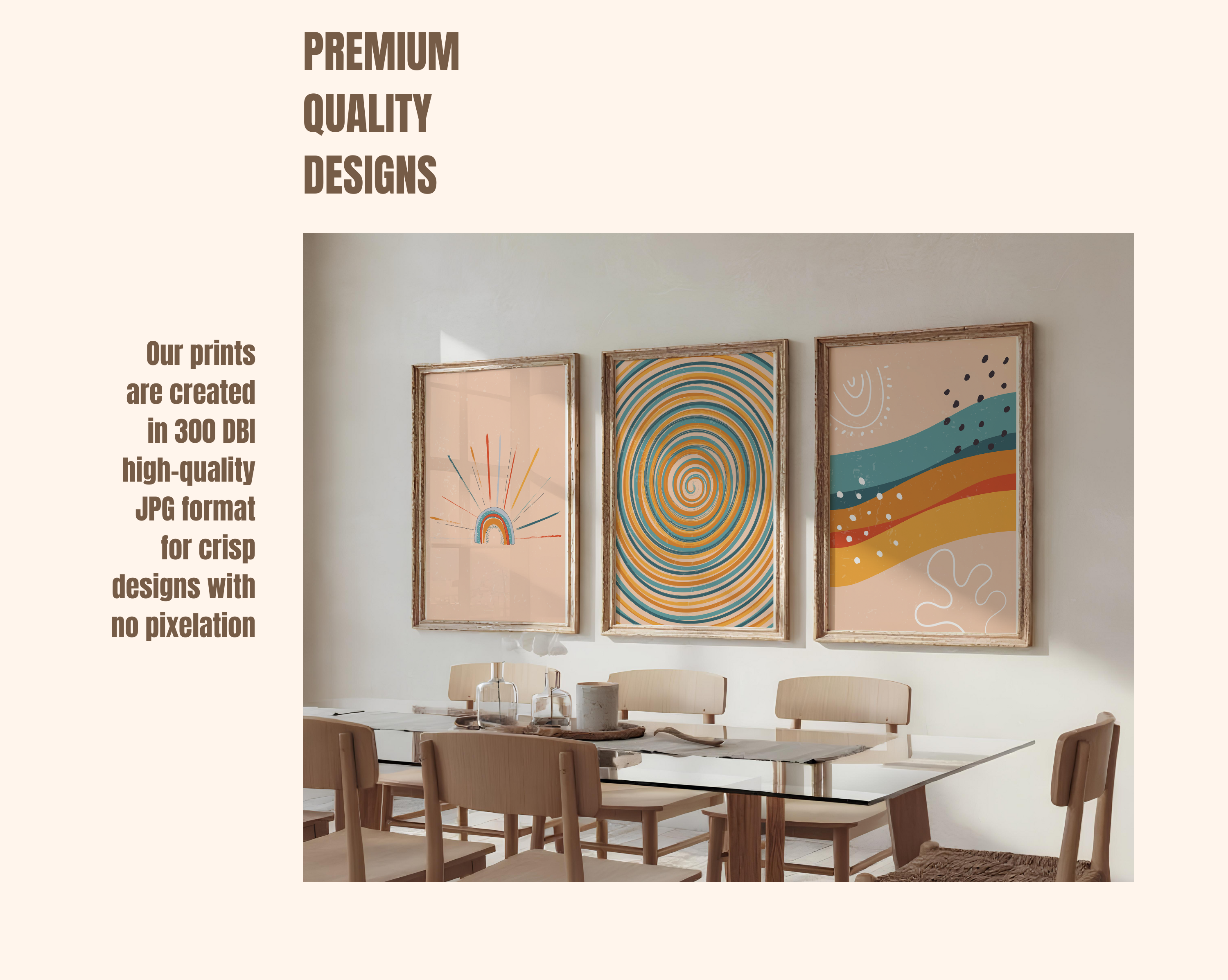 RETRO BOHO RAINBOW WALL ART SET – MID-CENTURY