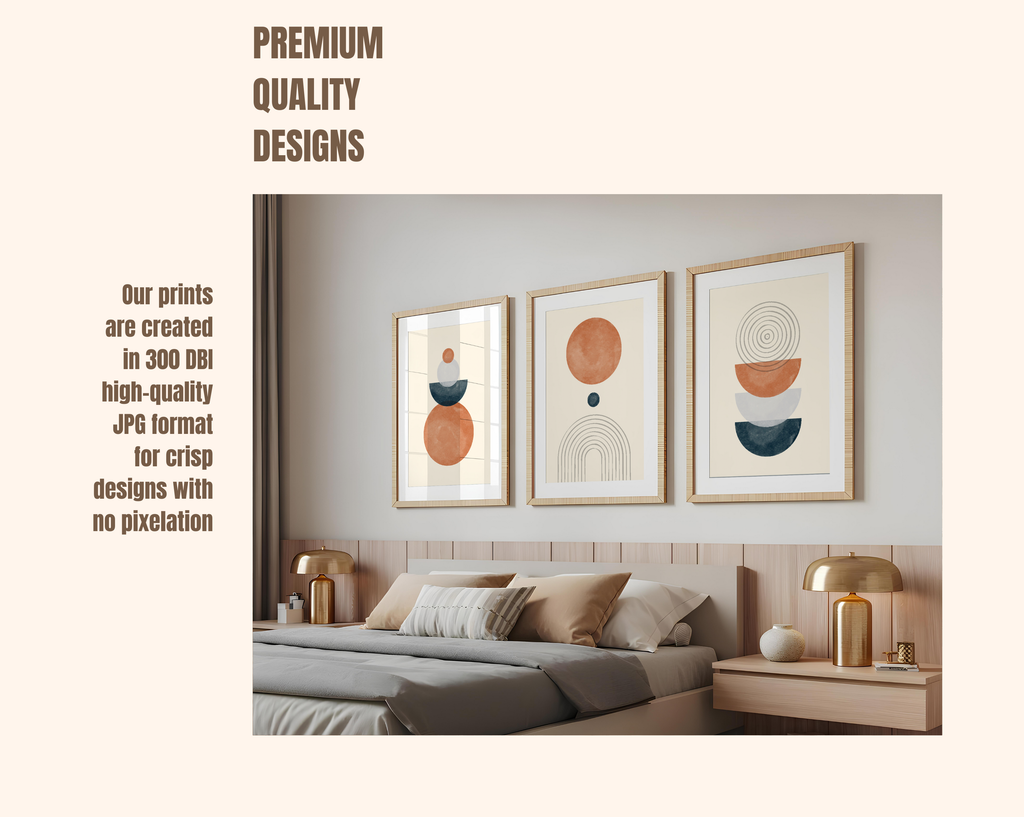 NEUTRAL BOHO GEOMETRIC WALL ART SET – TERRACOTTA
