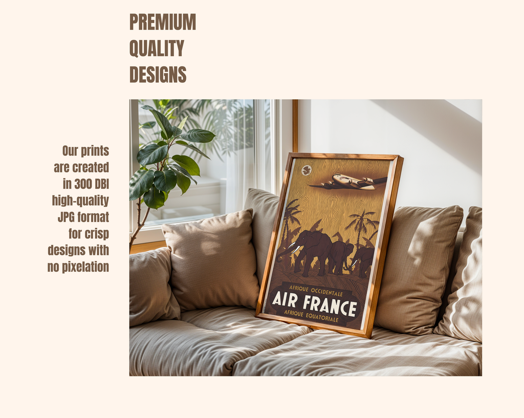 AFRICA TRAVEL POSTER – AIR FRANCE VINTAGE AIRLINE WALL ART