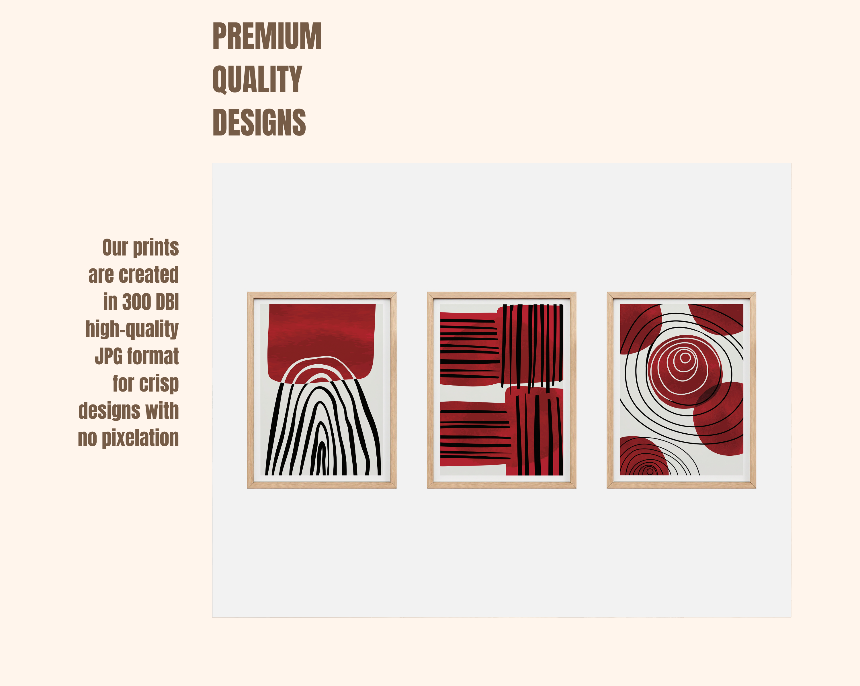 RED & BLACK ABSTRACT WALL ART SET – MODERN GEOMETRIC MINIMALIST