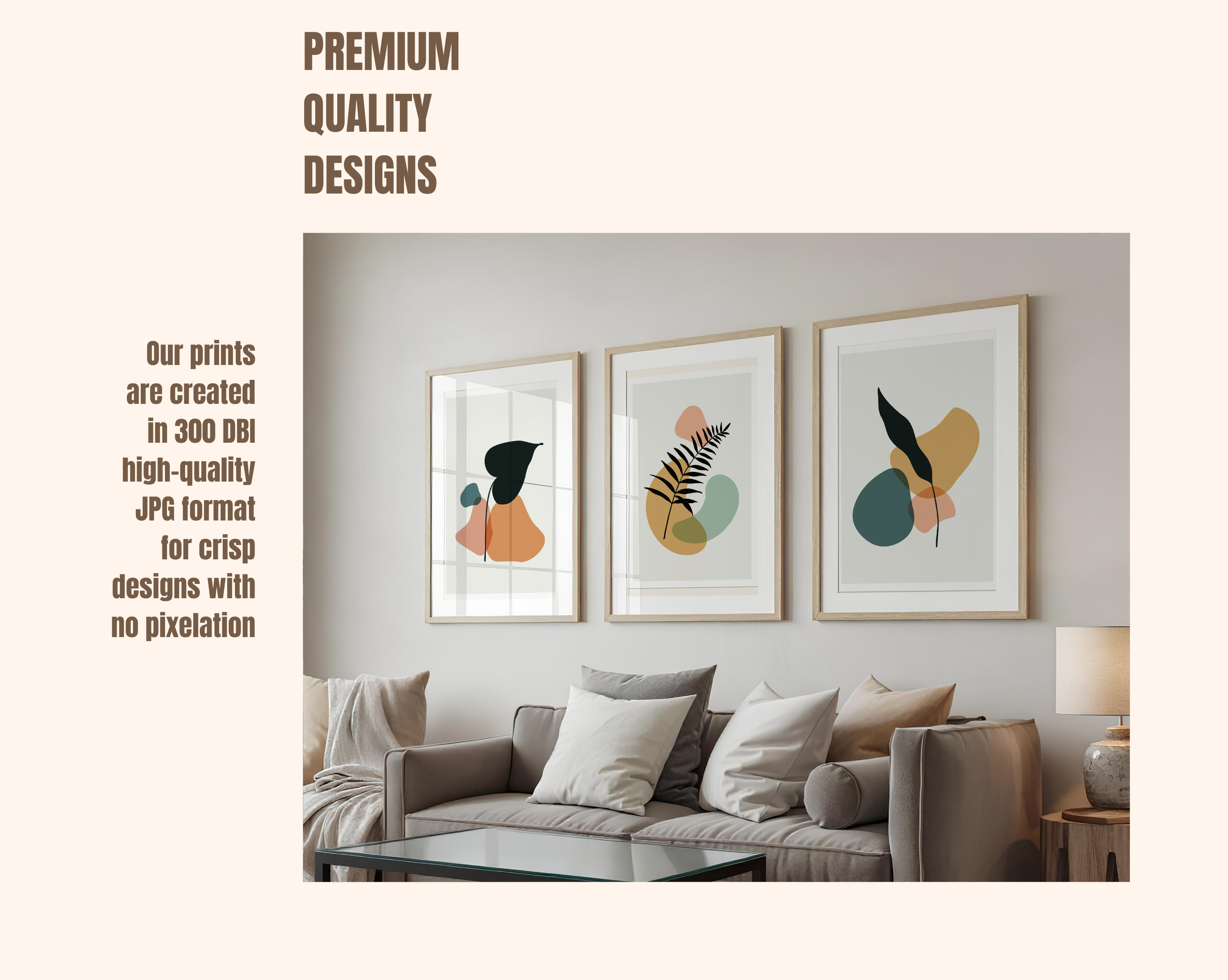 MID-CENTURY BOHO BOTANICAL WALL ART SET – ABSTRACT EARTH TONE
