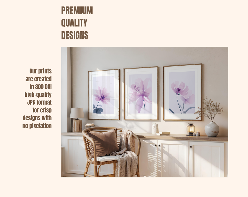LILAC FLORAL WALL ART SET – SOFT PURPLE BOTANICAL PRINTS