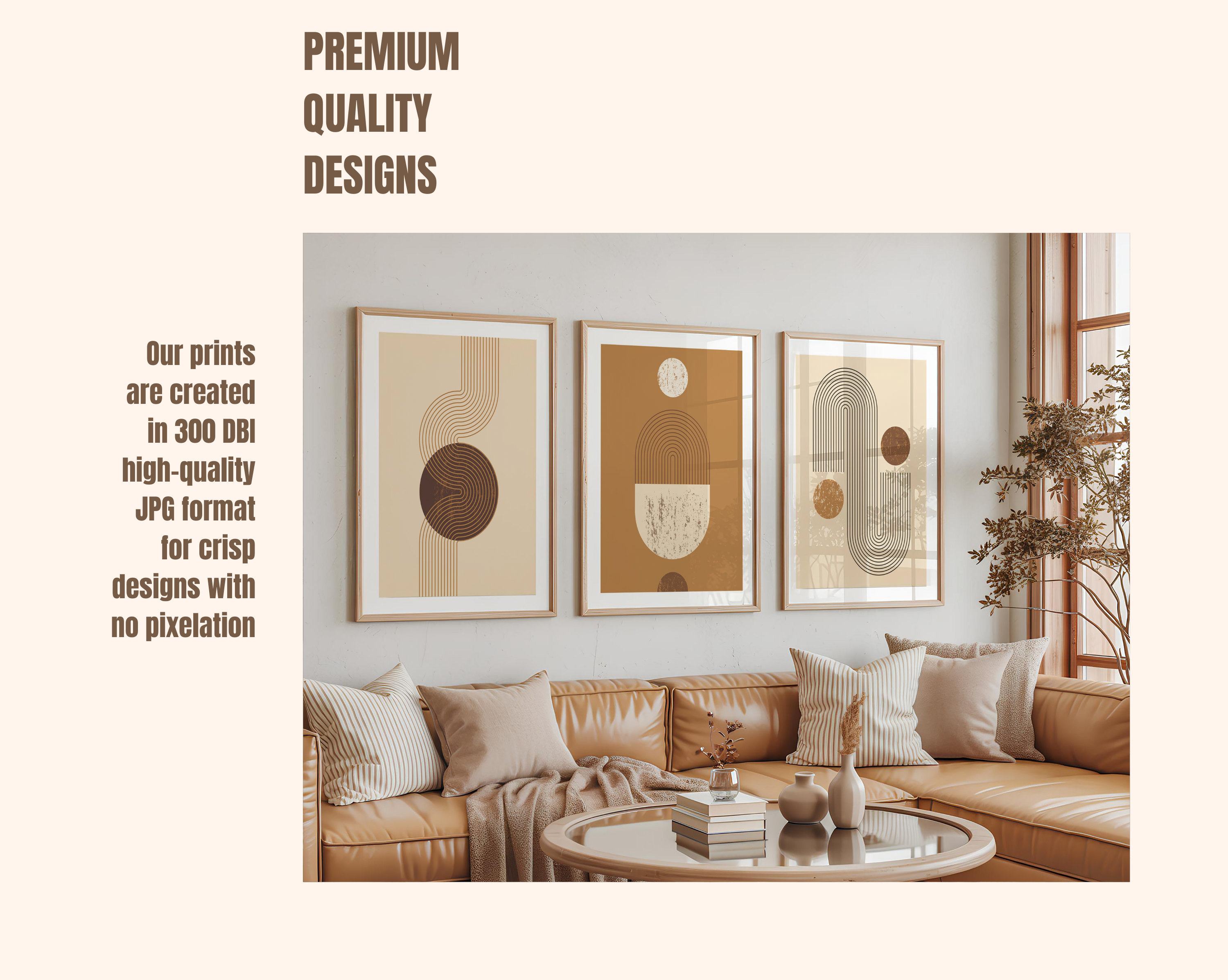 NEUTRAL GEOMETRIC BOHO WALL ART SET – ABSTRACT MID CENTURY ARCH PRINTS