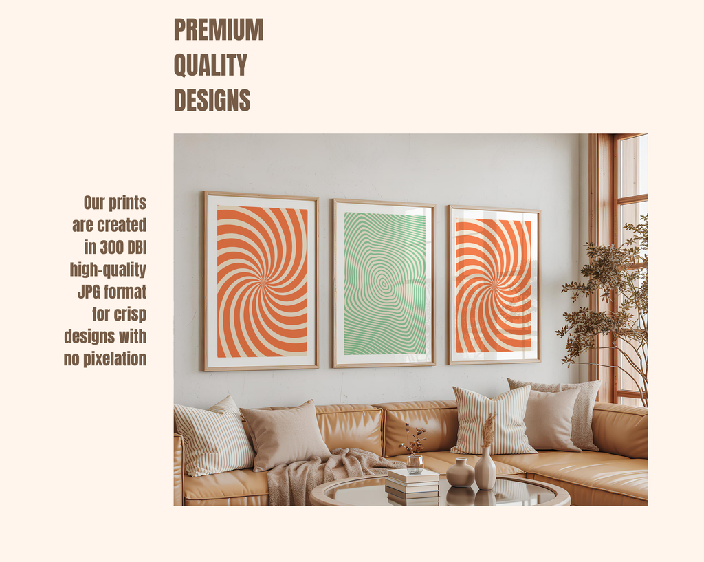 RETRO OP ART ABSTRACT WALL ART SET – MID-CENTURY MODERN