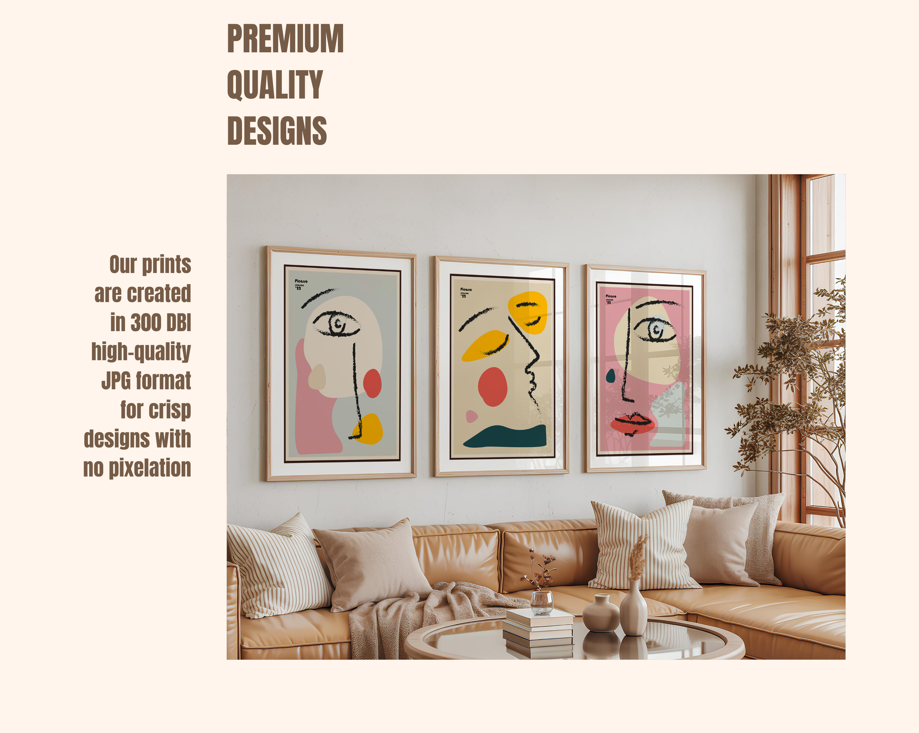ABSTRACT LINE FACE WALL ART SET – MODERN PICASSO INSPIRED