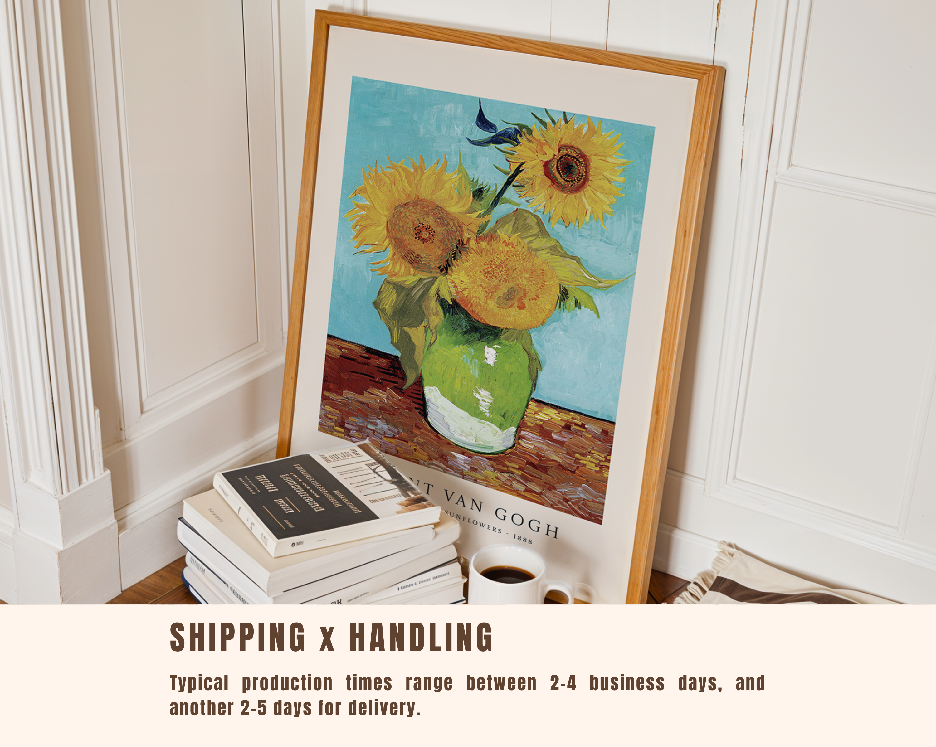 Vase with Three Sunflowers (1888) – Vincent van Gogh Art Print