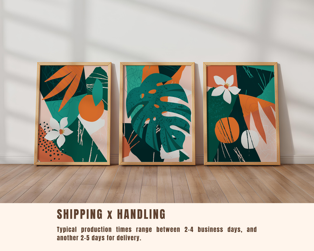 TROPICAL ABSTRACT BOTANICAL WALL ART SET – MODERN GREEN & TERRACOTTA