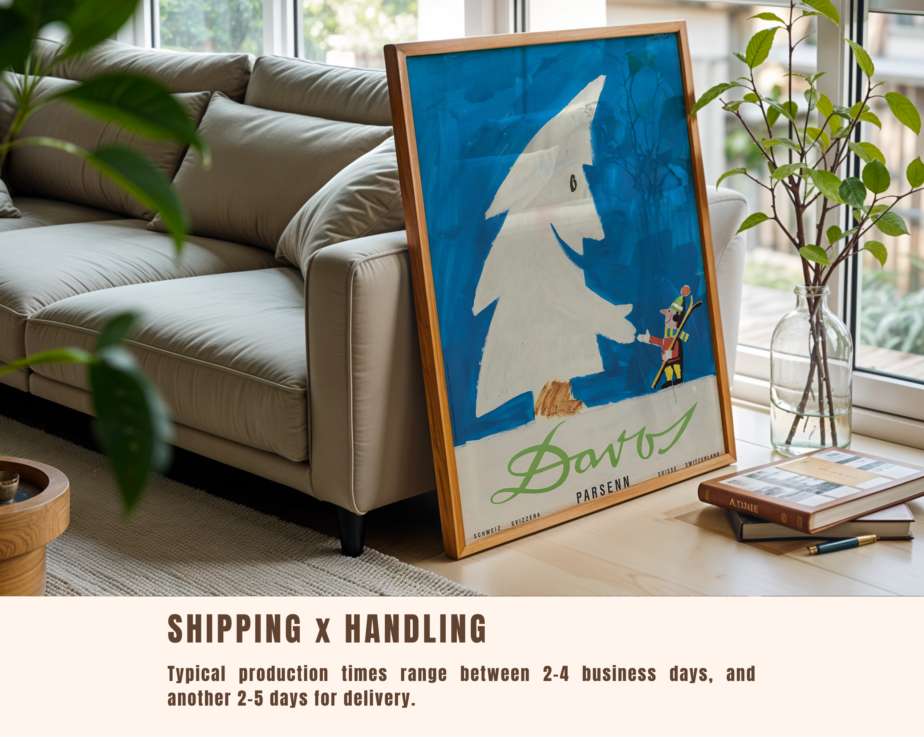 DAVOS PARSENN VINTAGE SKI POSTER – SWISS ALPS WINTER TRAVEL WALL ART