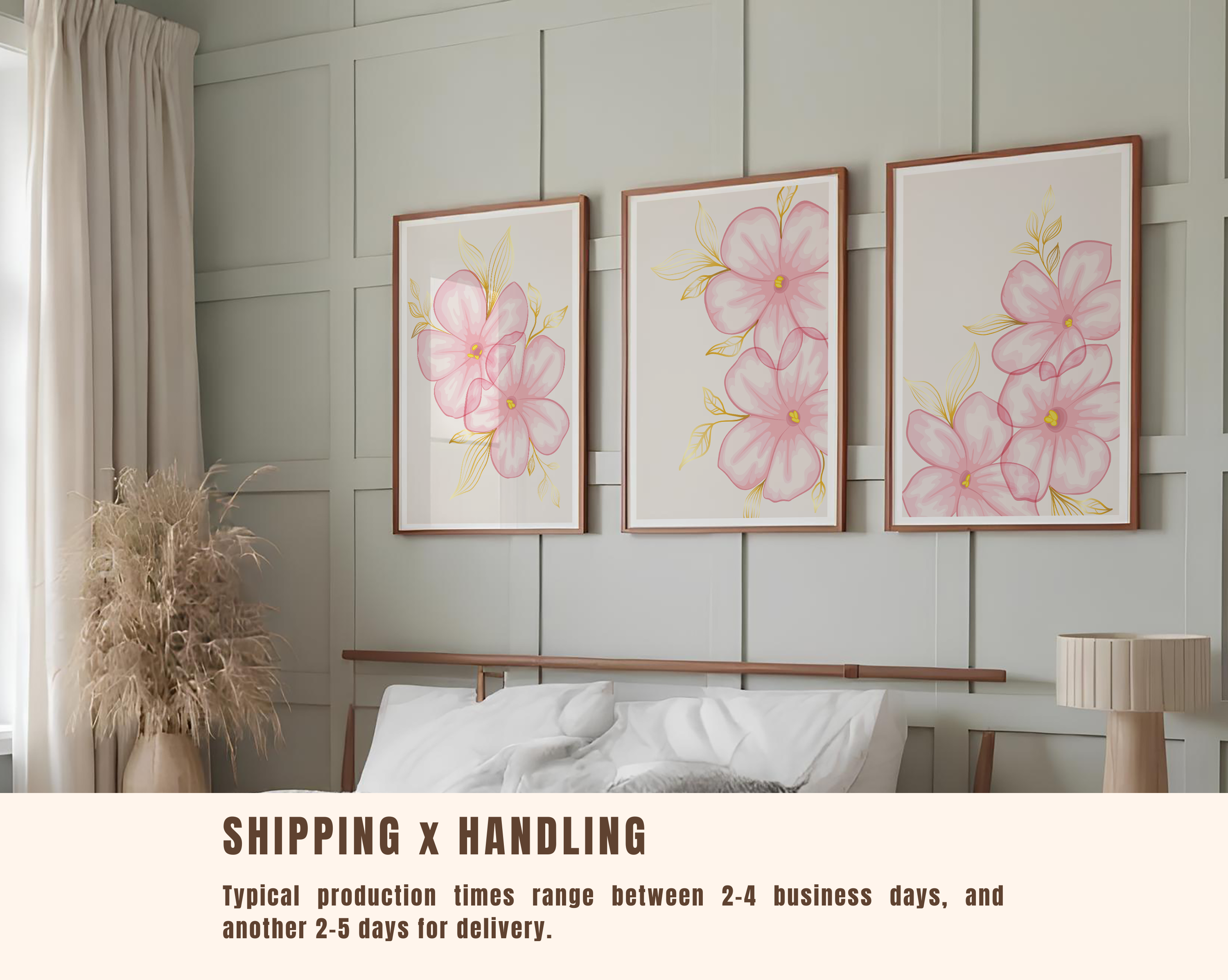 BLUSH PINK FLORAL WALL ART SET – MODERN BOTANICAL FLOWER PRINTS