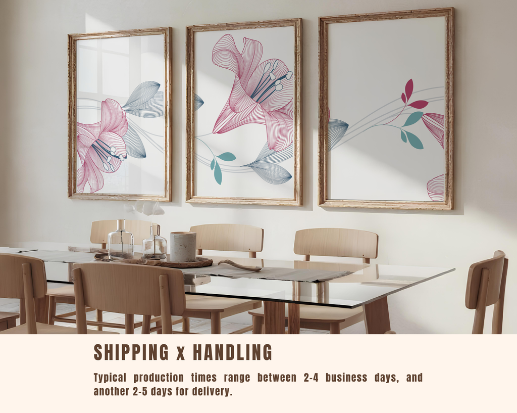PINK & BLUE FLORAL LINE WALL ART SET – MODERN BOTANICAL