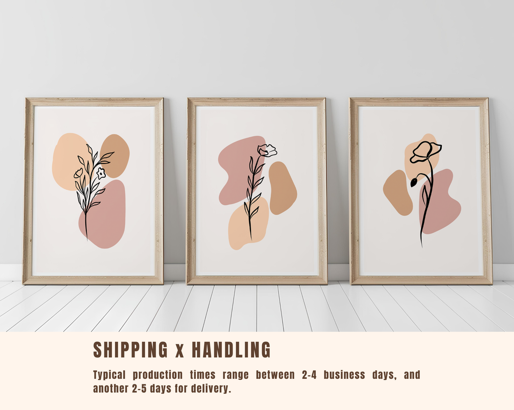 BLUSH BOHO FLORAL WALL ART SET – MINIMALIST LINE DRAWING BOTANICAL PRINTS